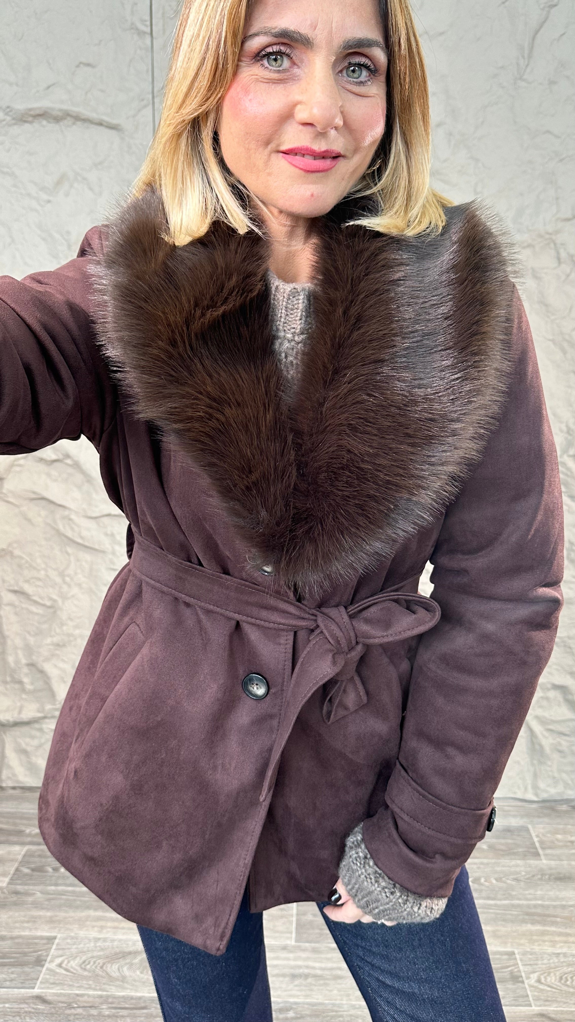 Giacca in suede sintetico