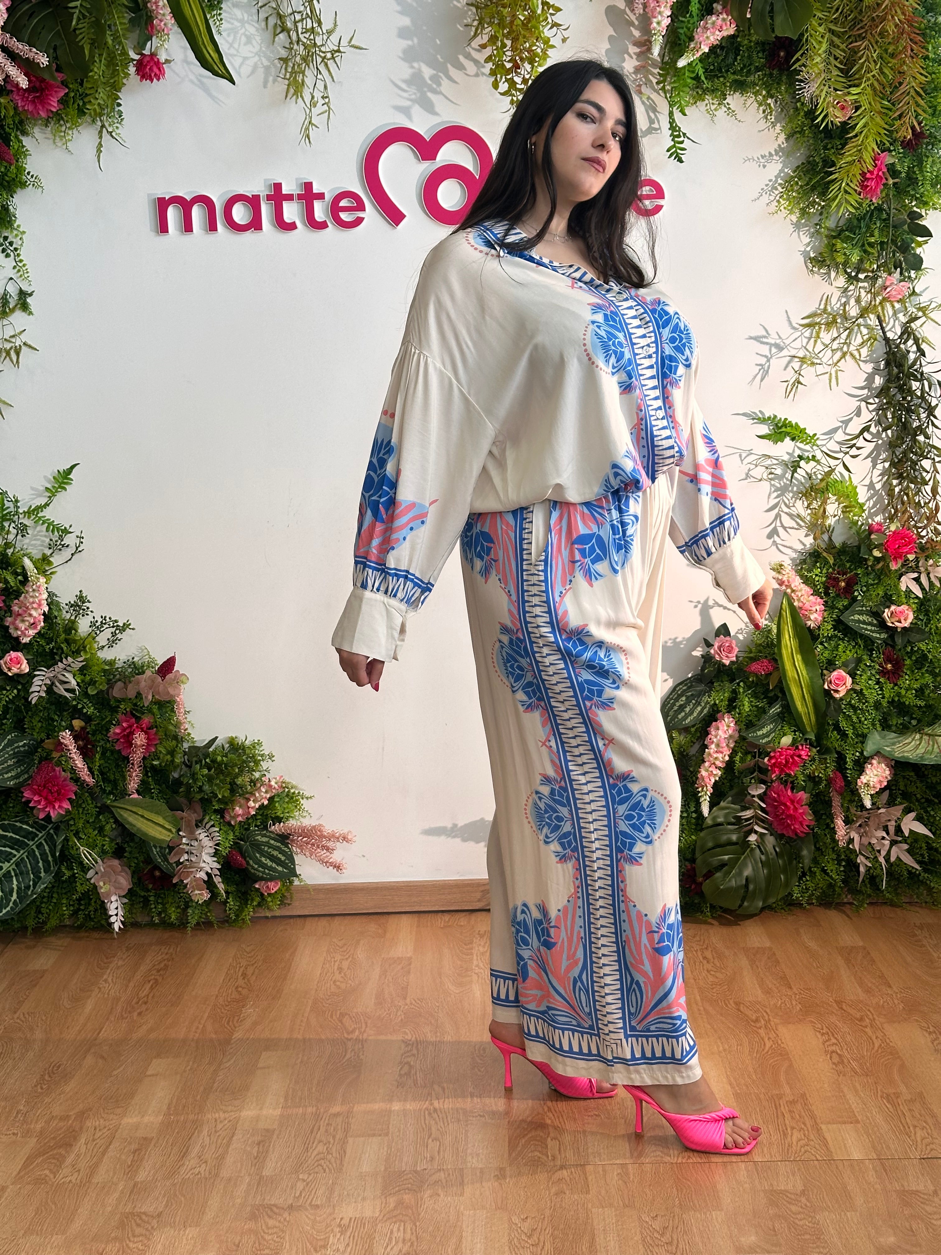 Coordinato Malaga Azzurro fiori