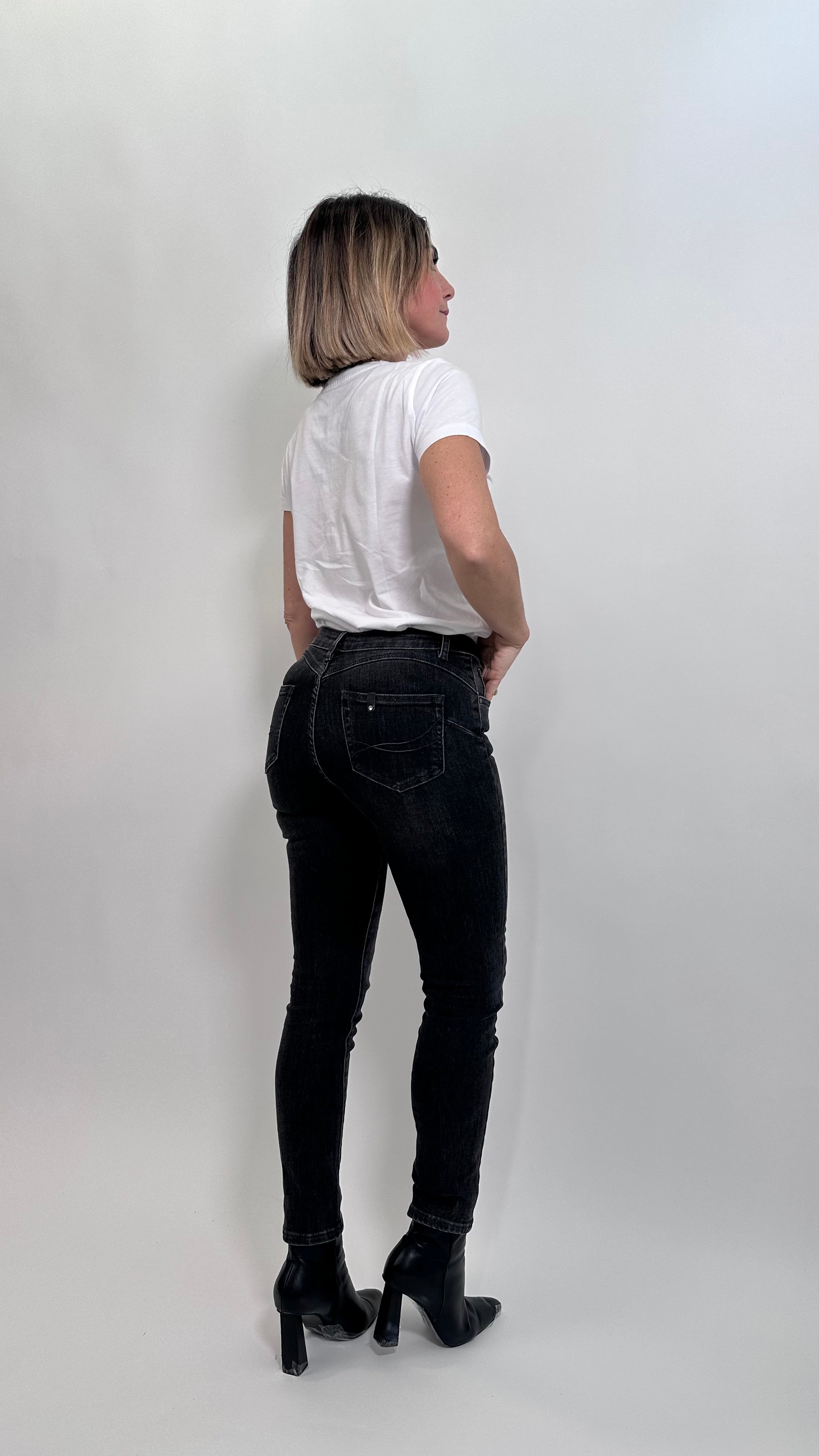 Jeans Skinny Push-Up High Waist Nero