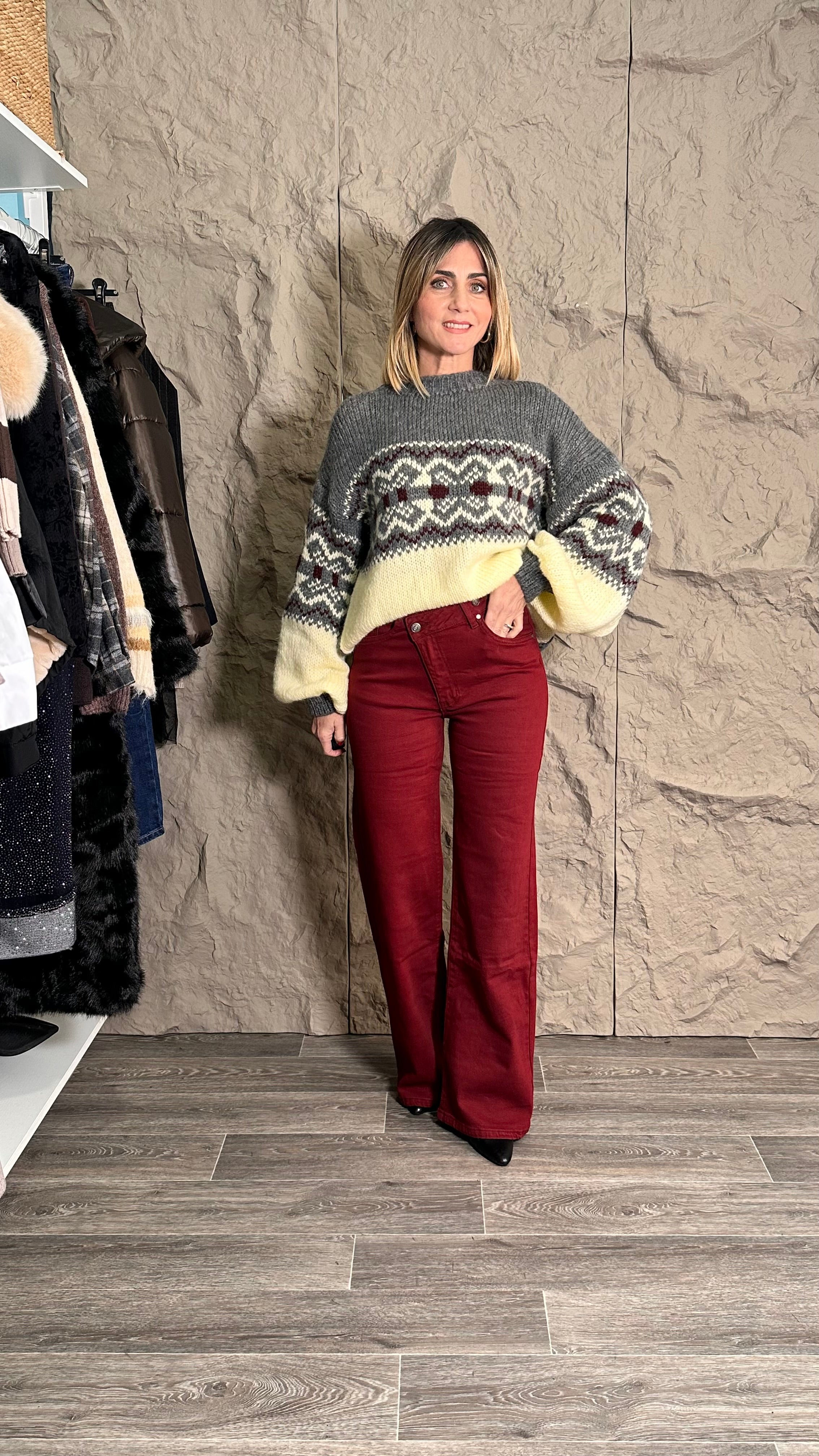 Jeans Wide leg bordeaux