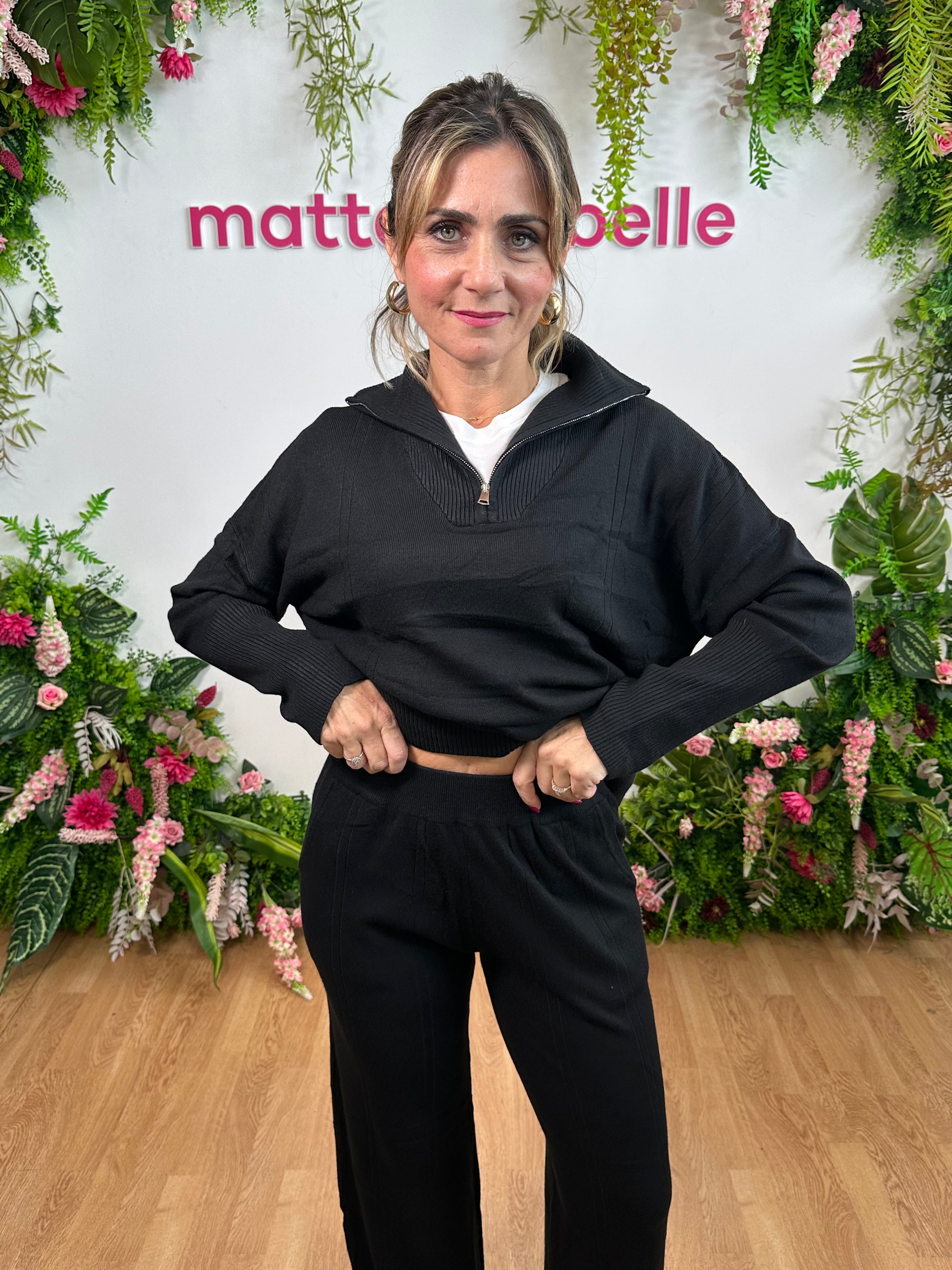 Coordinato in maglia Zip nero