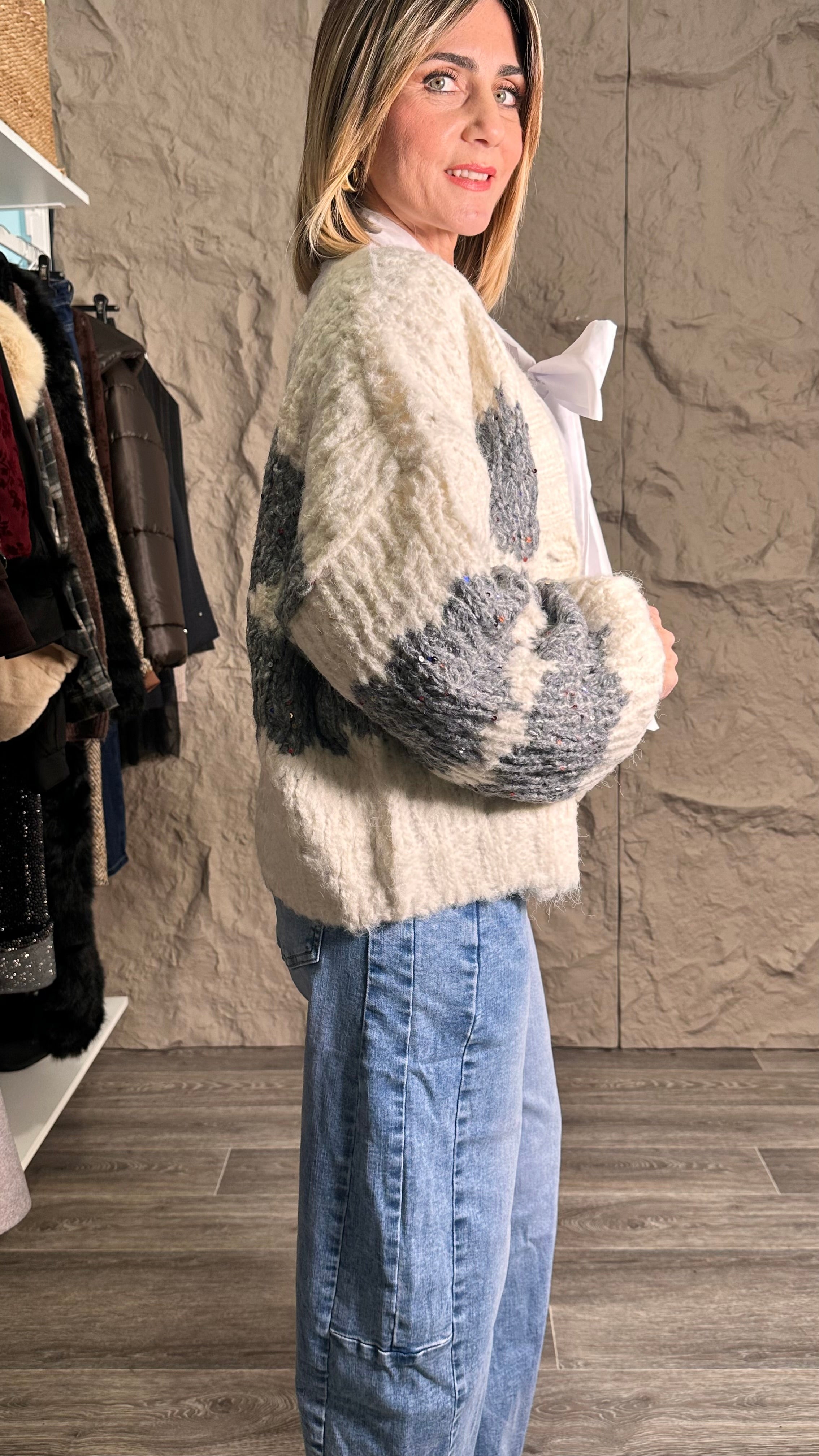 Cardigan Winter Soft Grigio