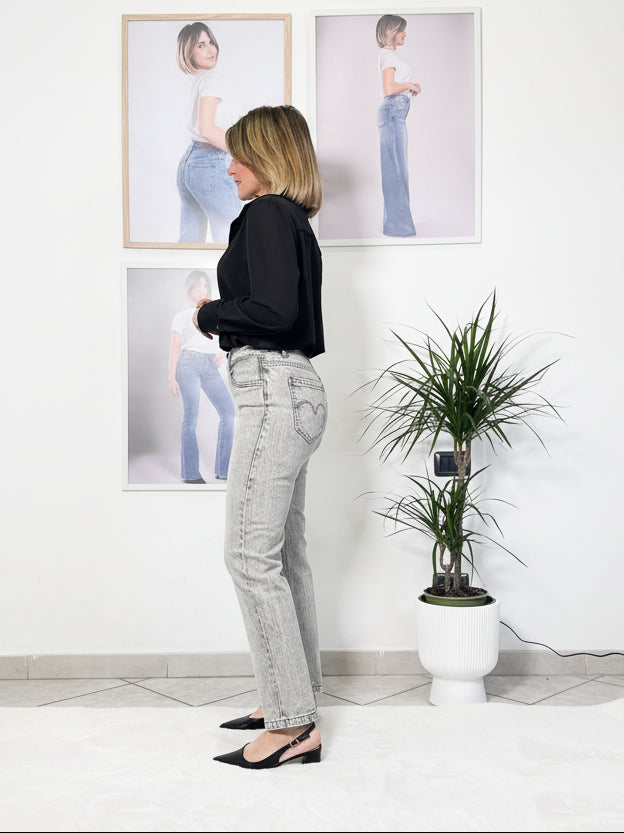 Jeans Straight Strutturato grigio