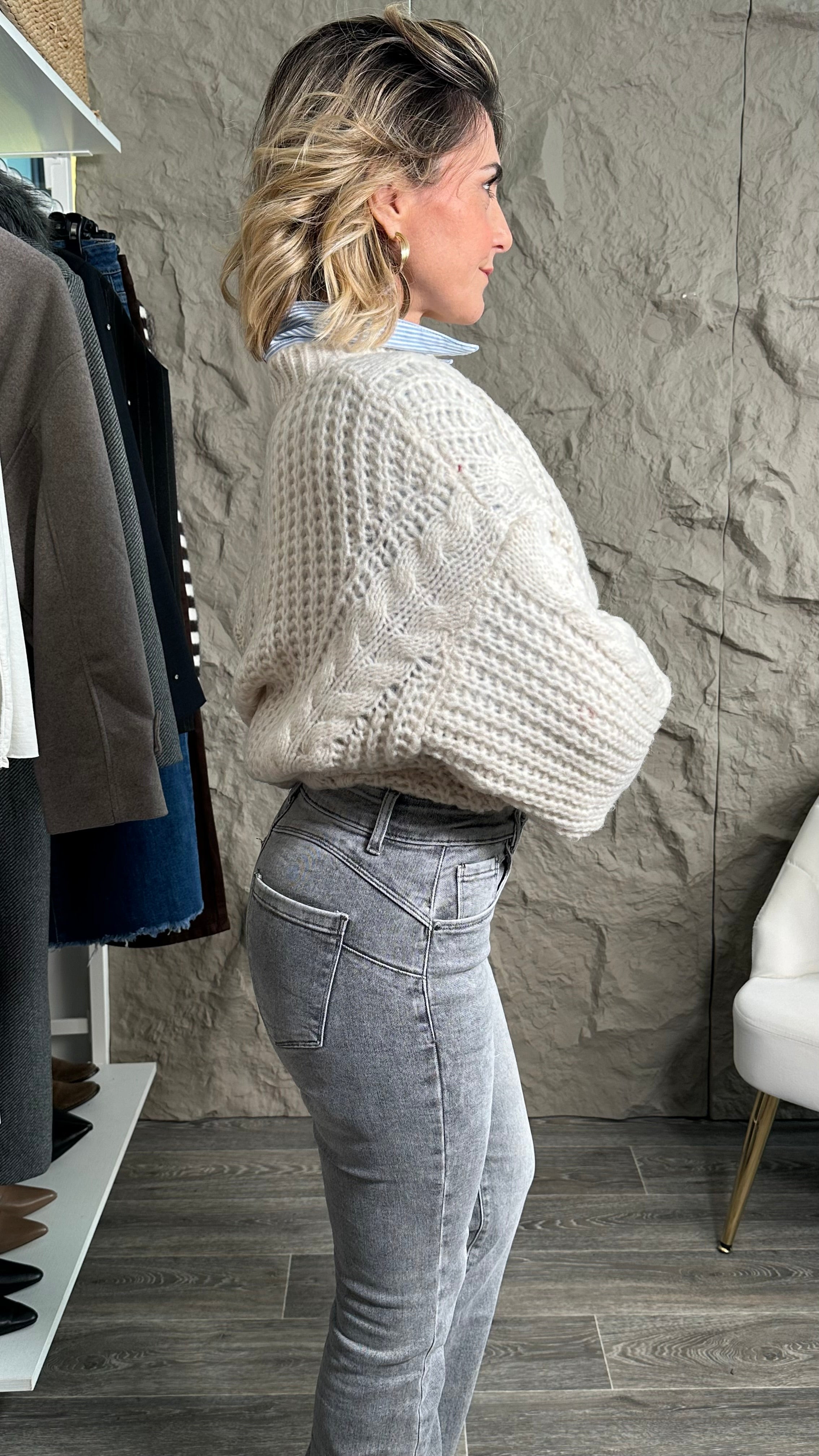 Jeans zampa -5kg push up grigio