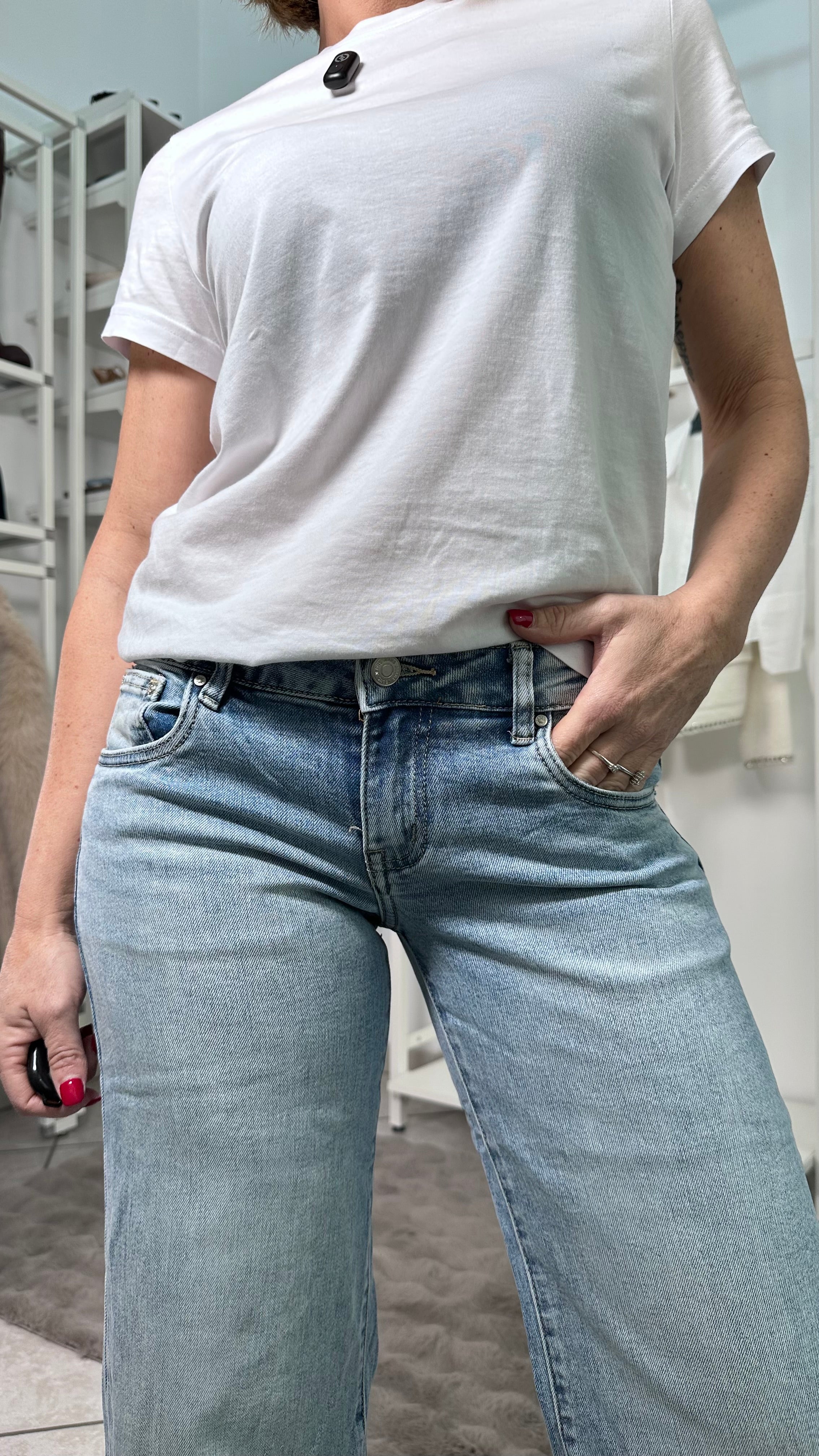 Wide leg vita bassa denim chiaro estivo