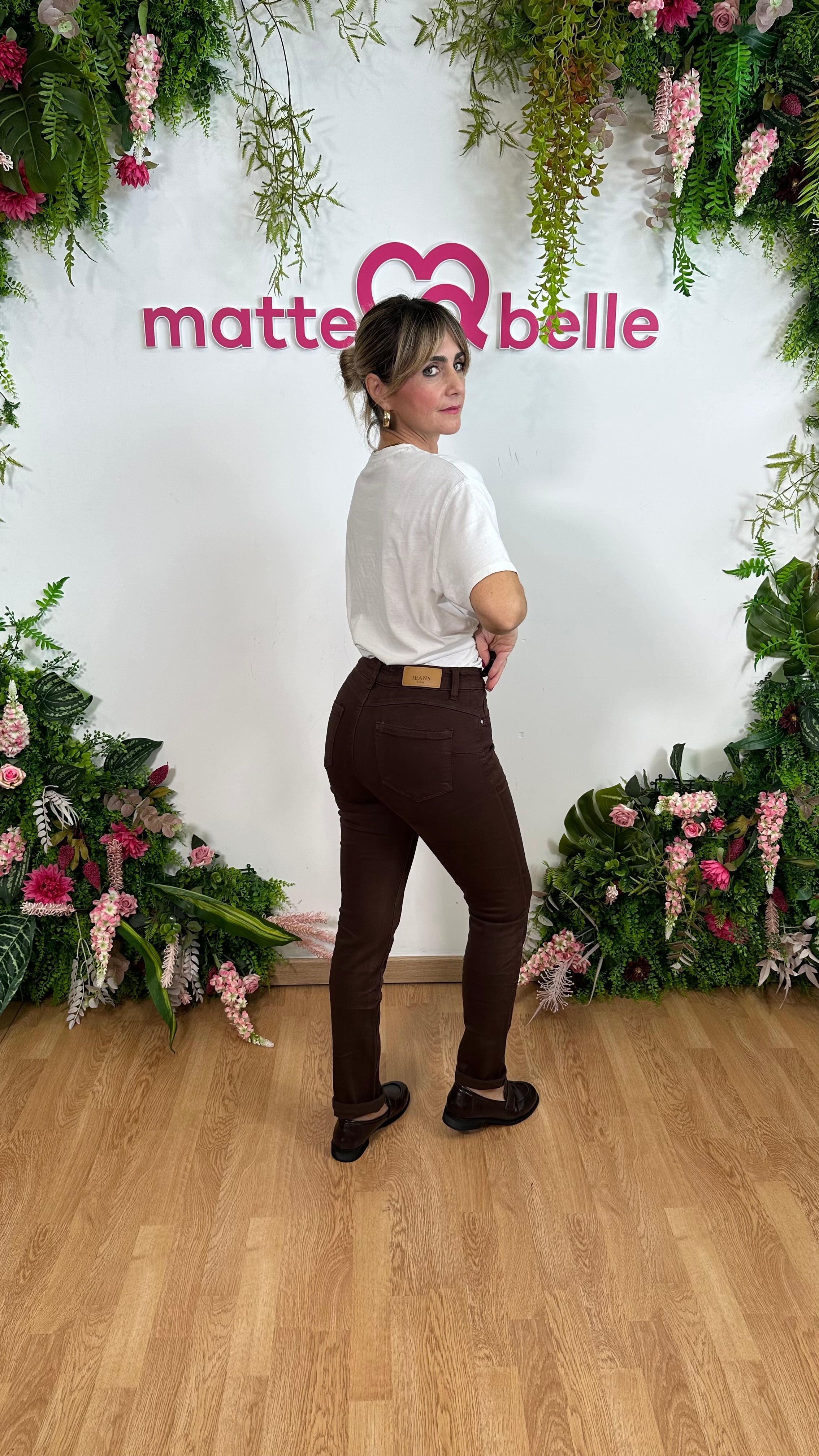 Jeans Skinny push up marrone