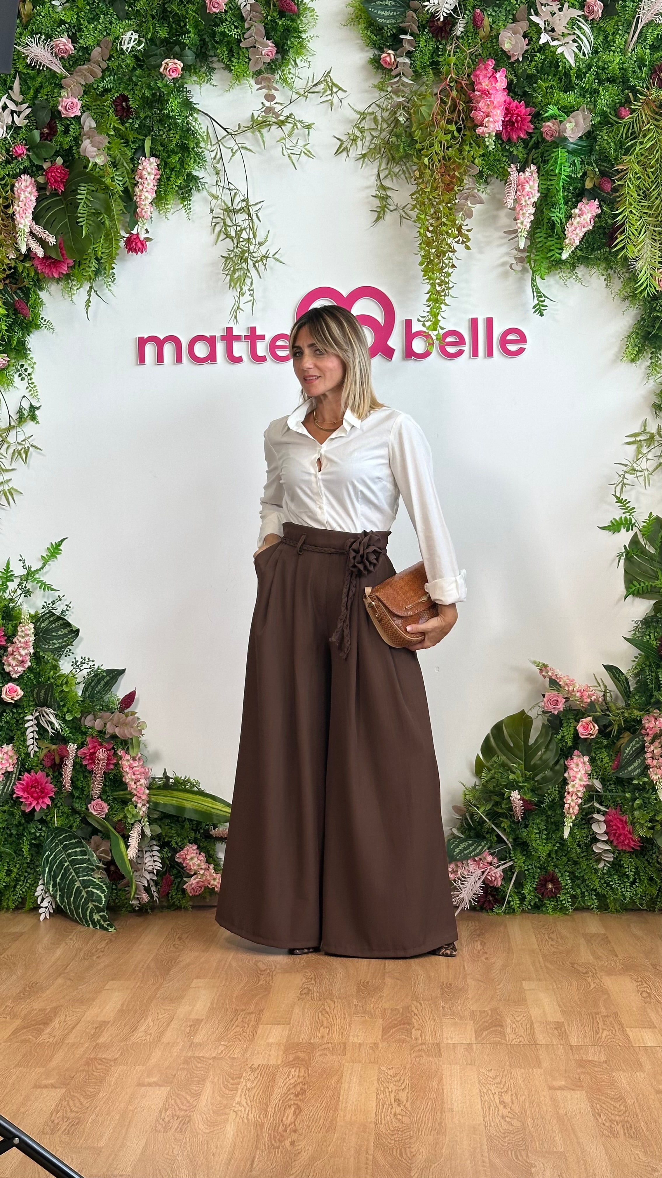 Pantaloni con Rosa marrone