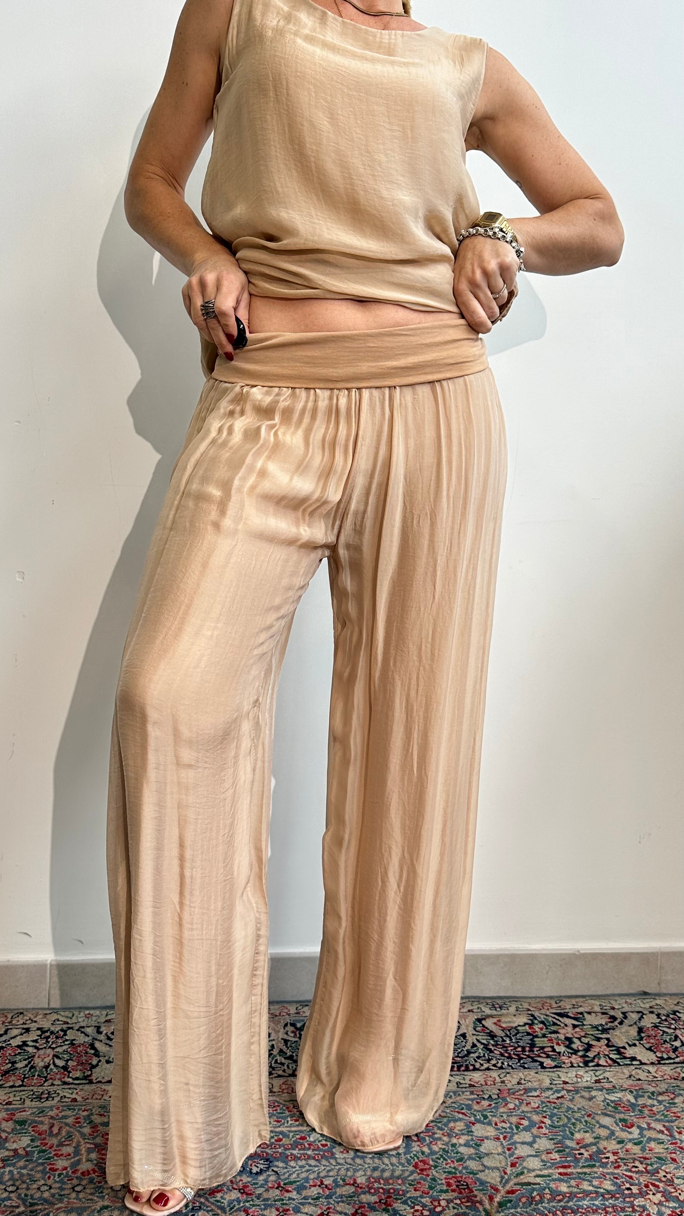 Pantaloni Lalla misto seta