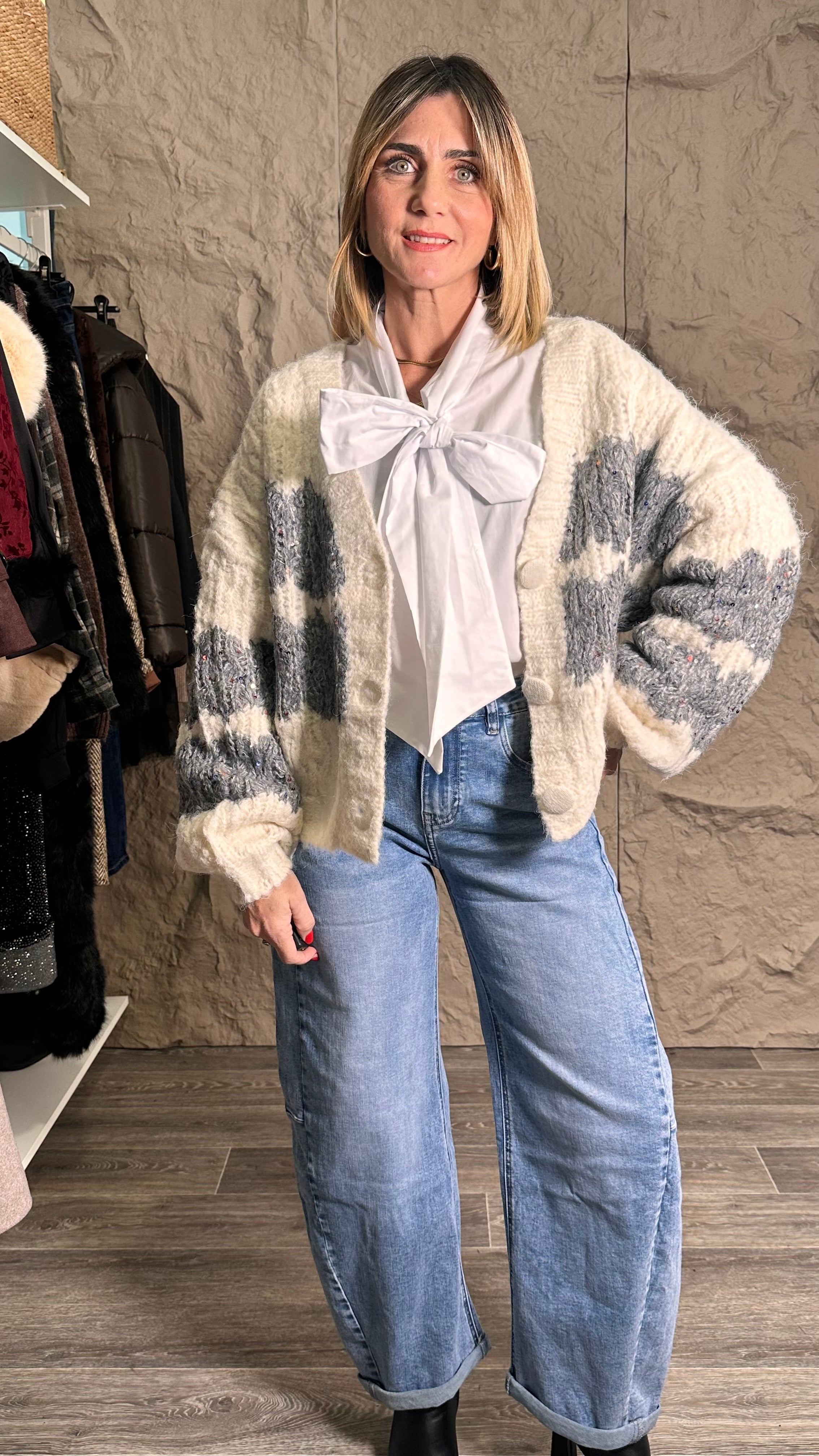 Cardigan Winter Soft Grigio