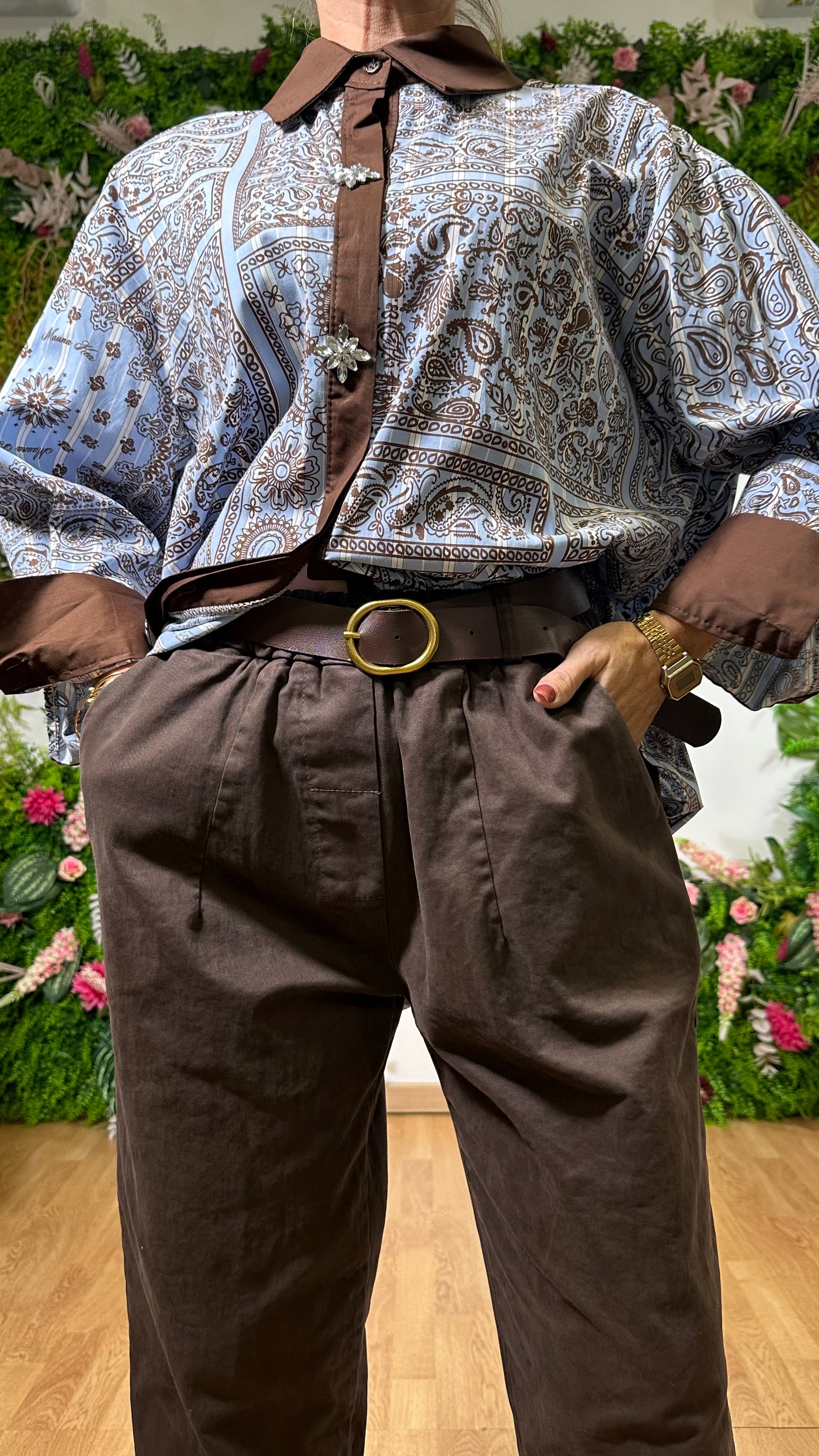 Pantalone Flowy Marrone