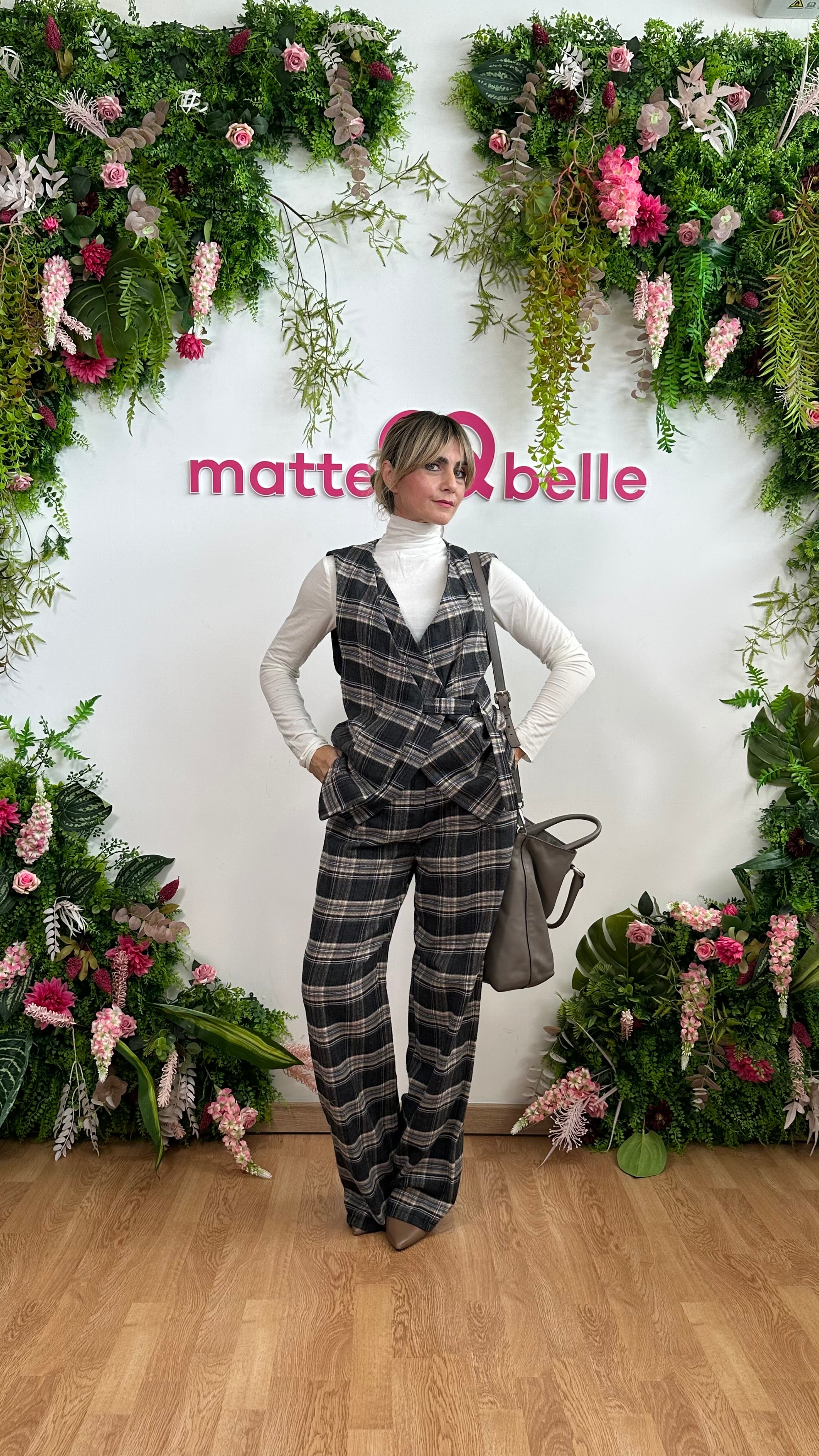 Coordinato Quadri Grigio