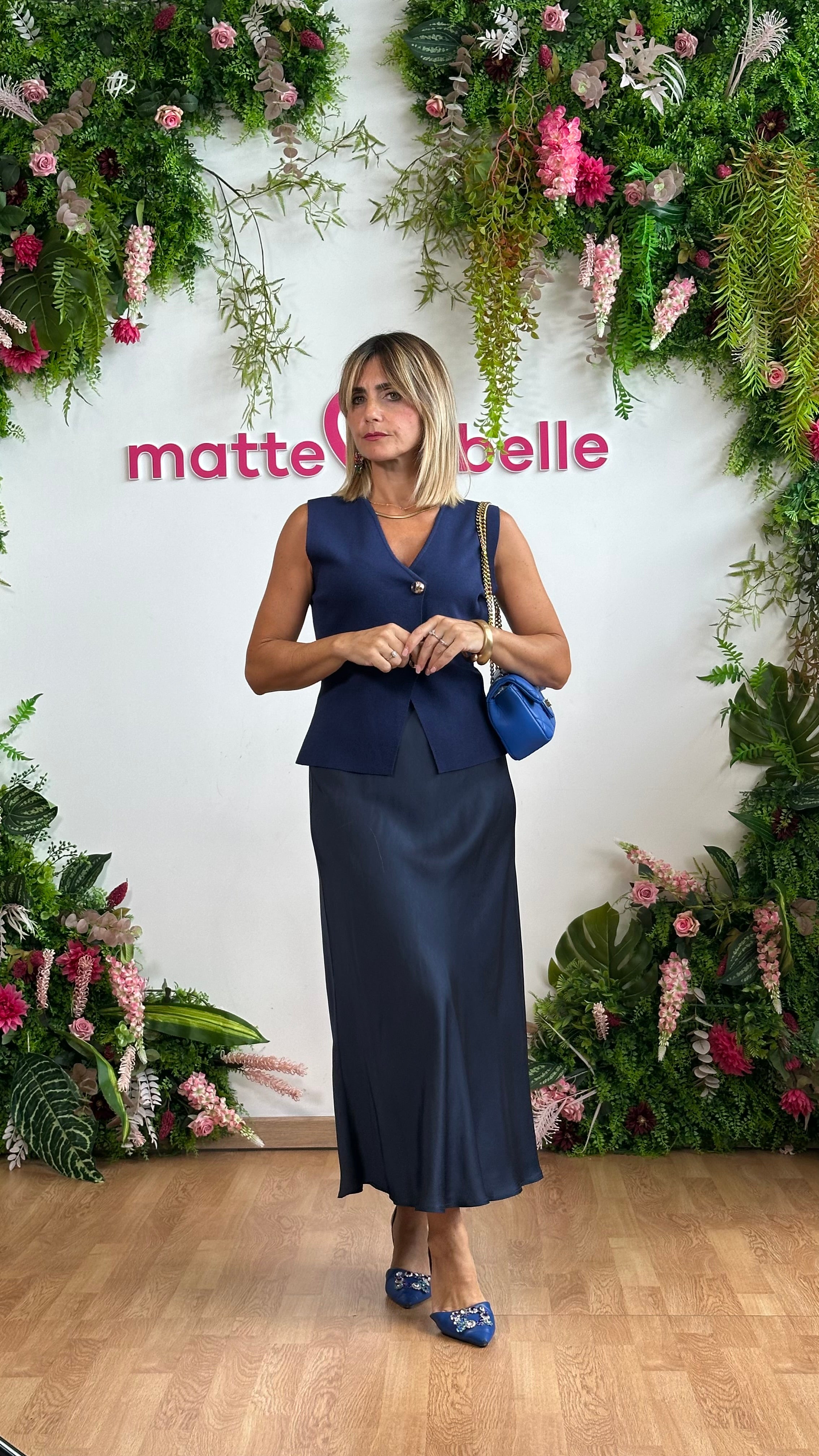 Gonna longuette blu navy