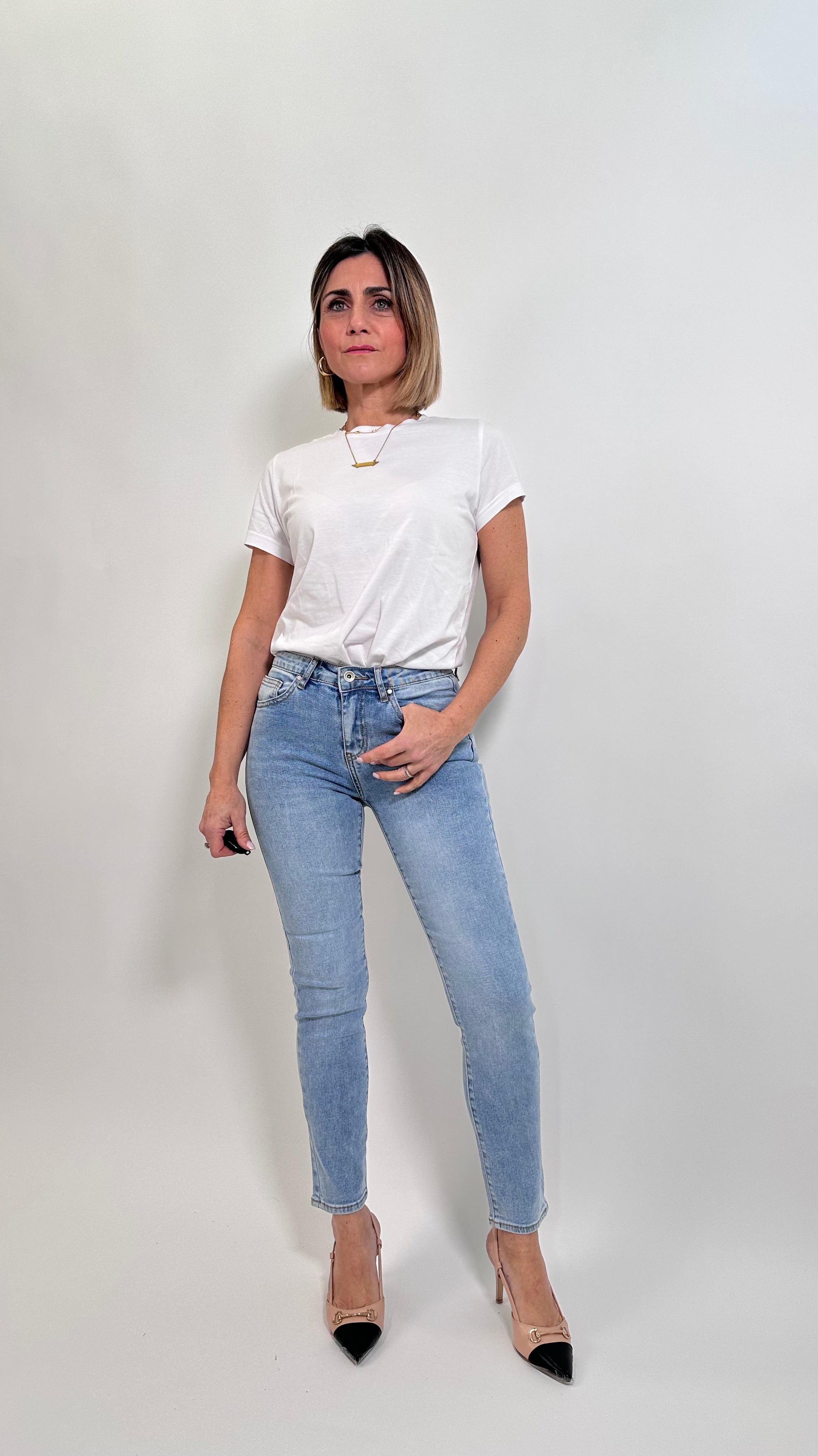 Jeans Skinny Push-Up lavaggio chiaro