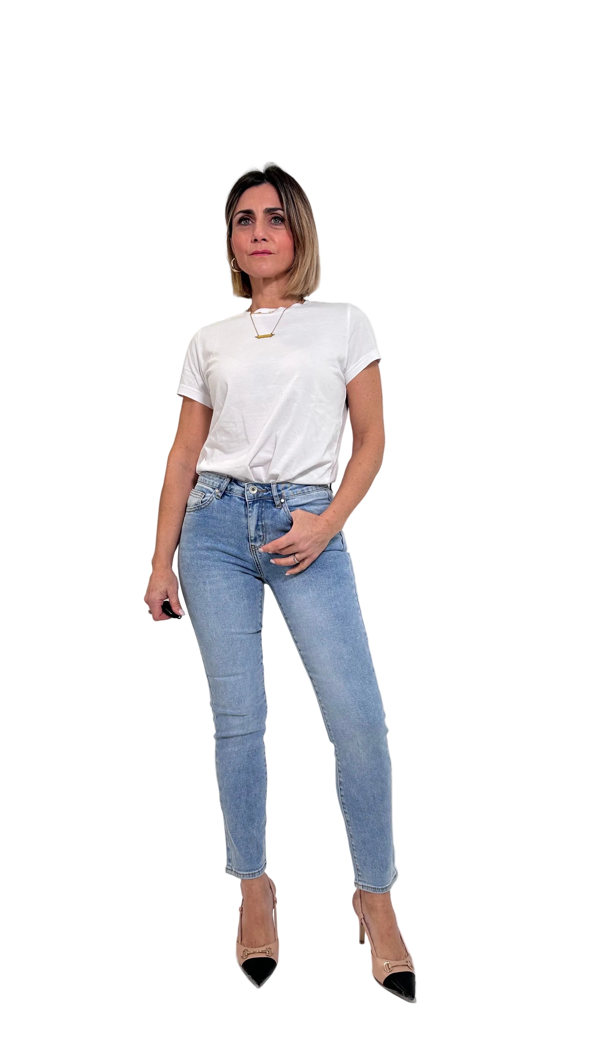 Jeans Skinny Push-Up lavaggio chiaro