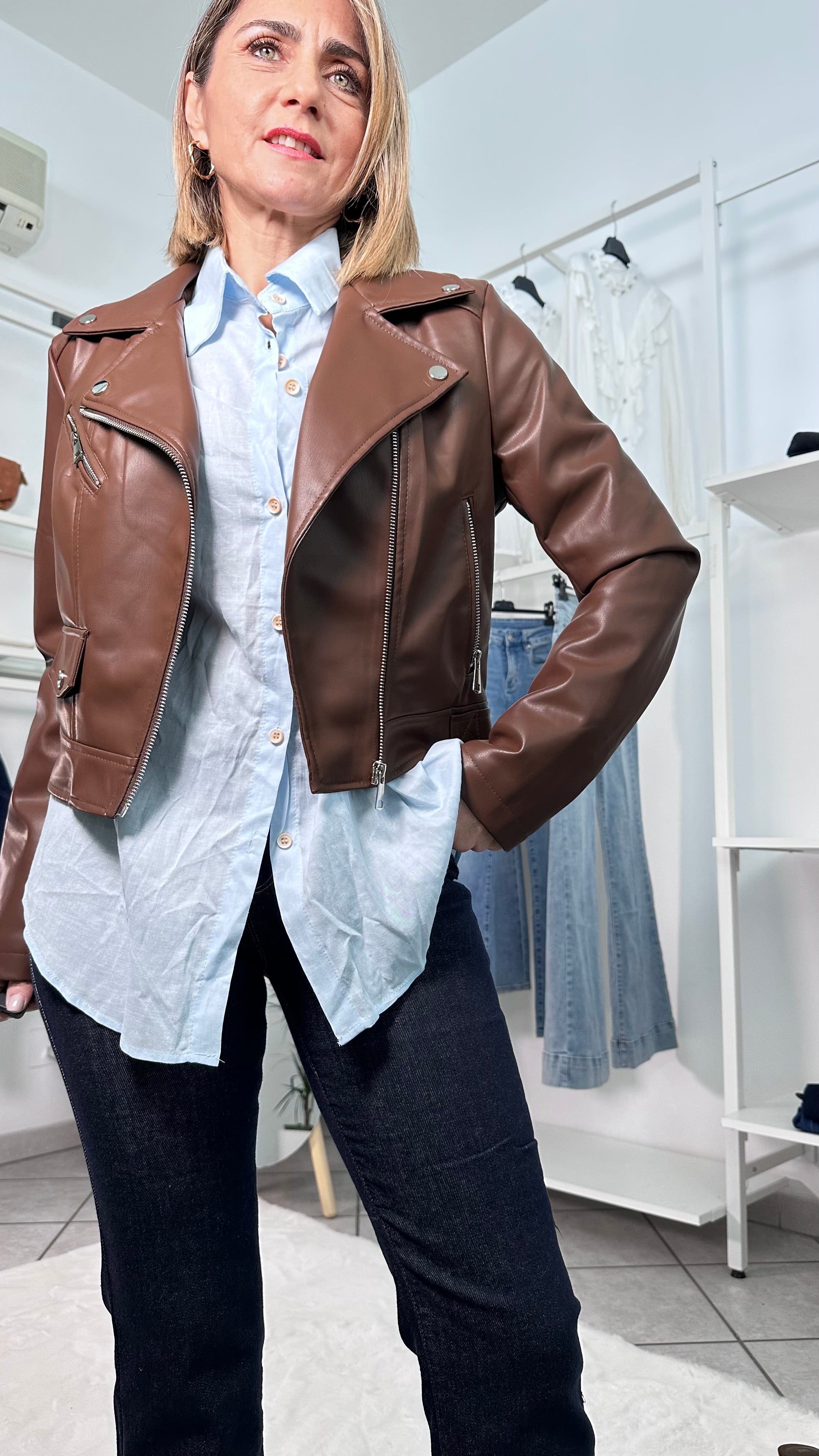 Chiodo Eco Pelle Chocolate