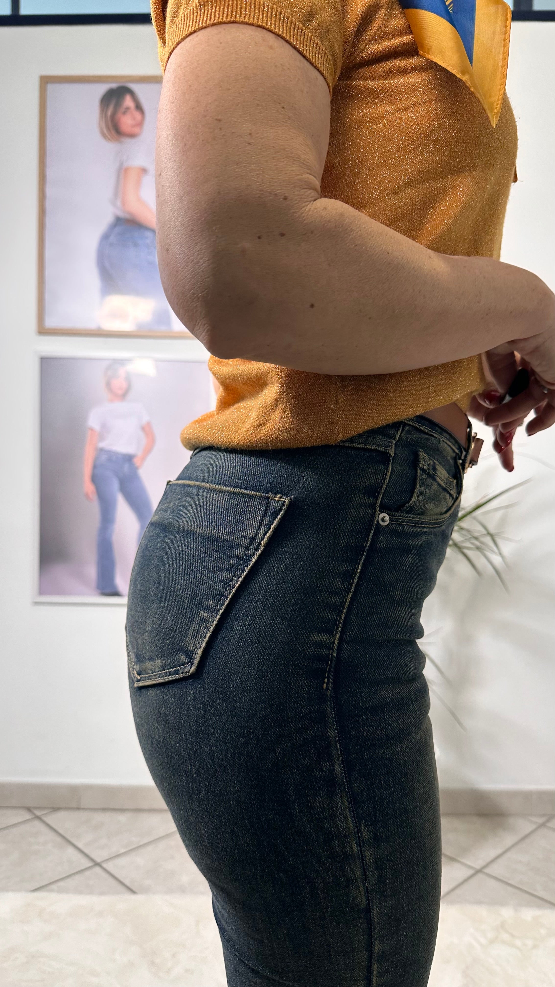 Jeans Angel -5 Kg French Fit denim vintage scuro sabbiato