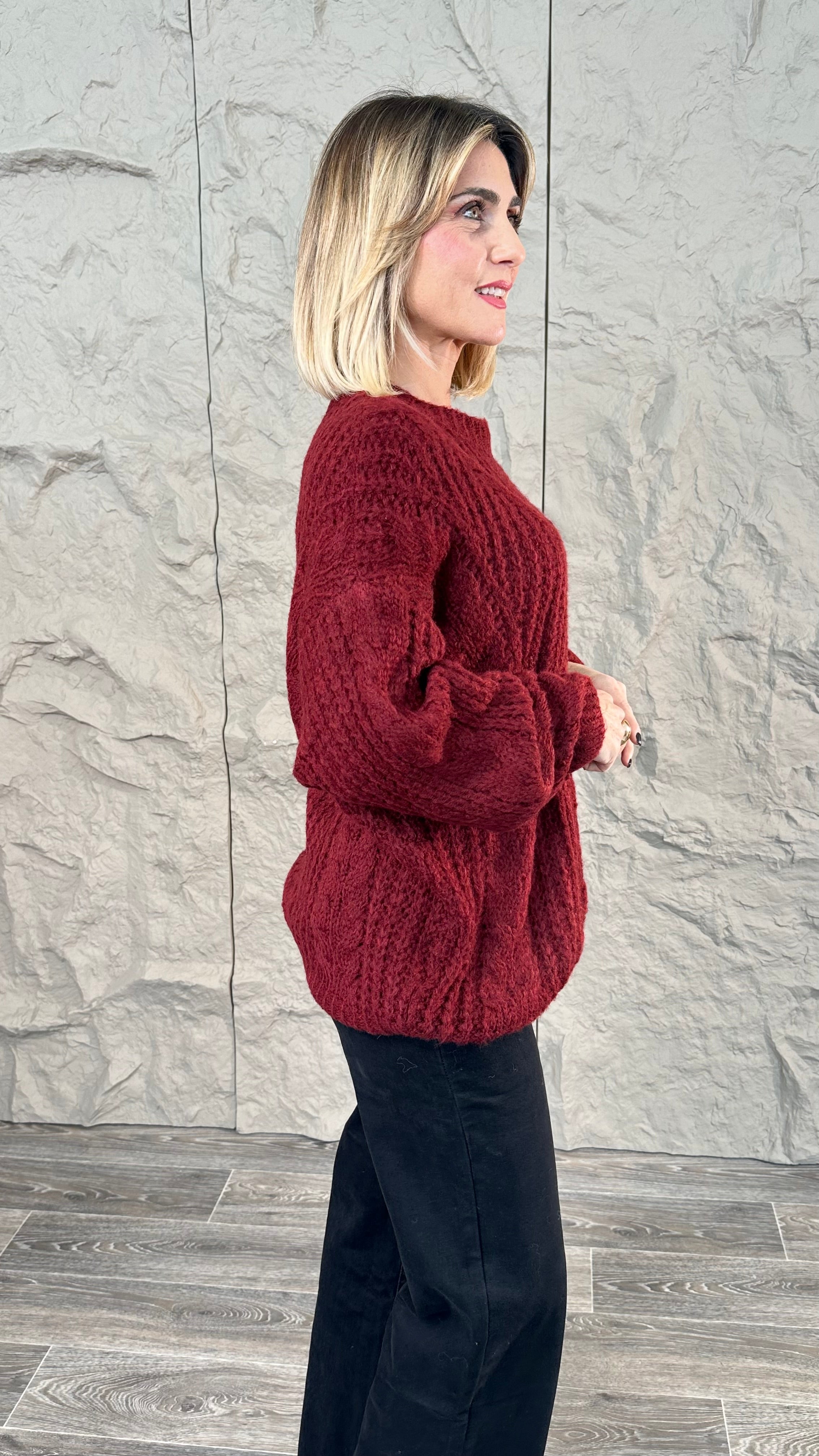 Pull Treccia Bordeaux