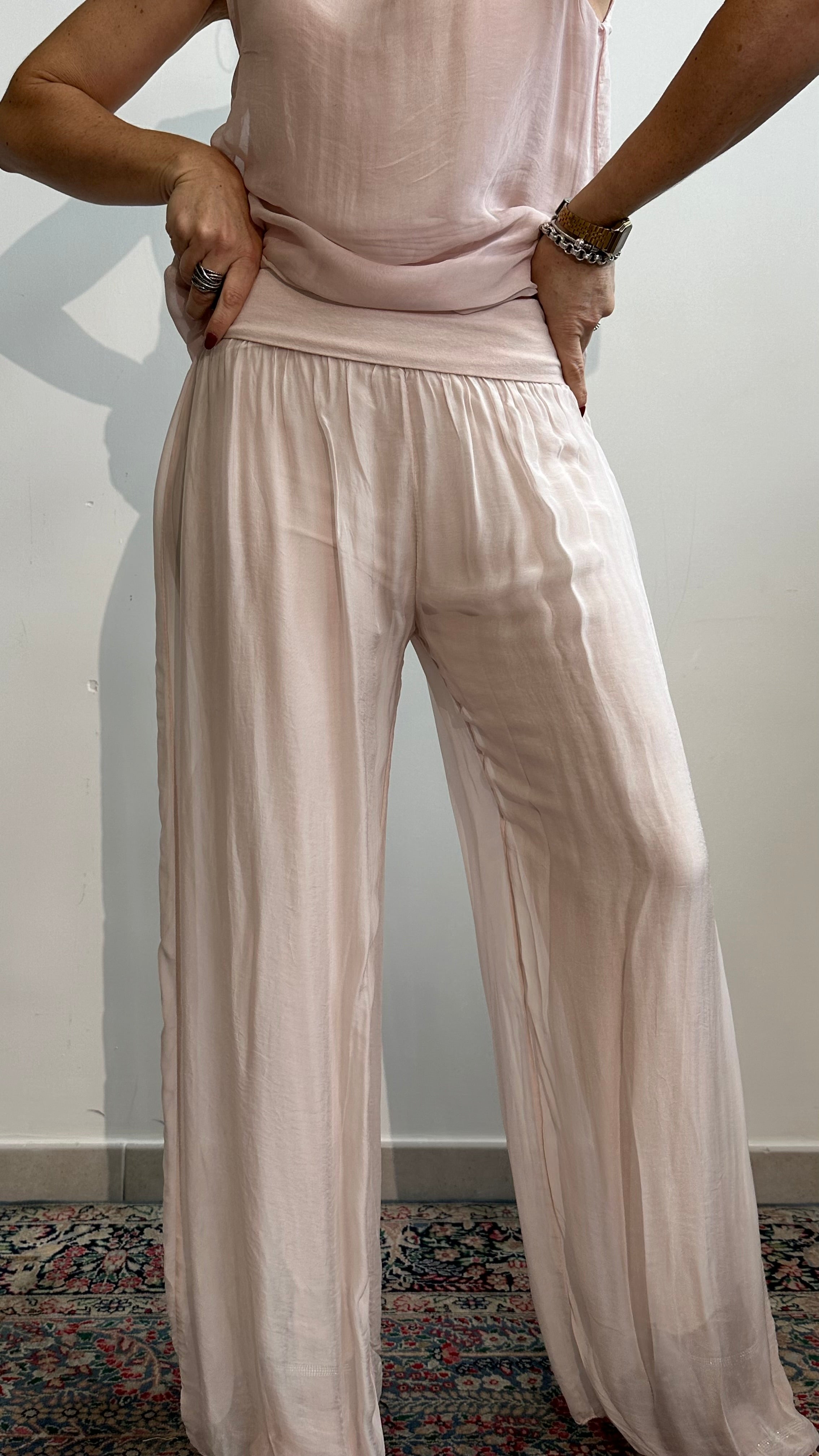 Pantaloni Lalla misto seta