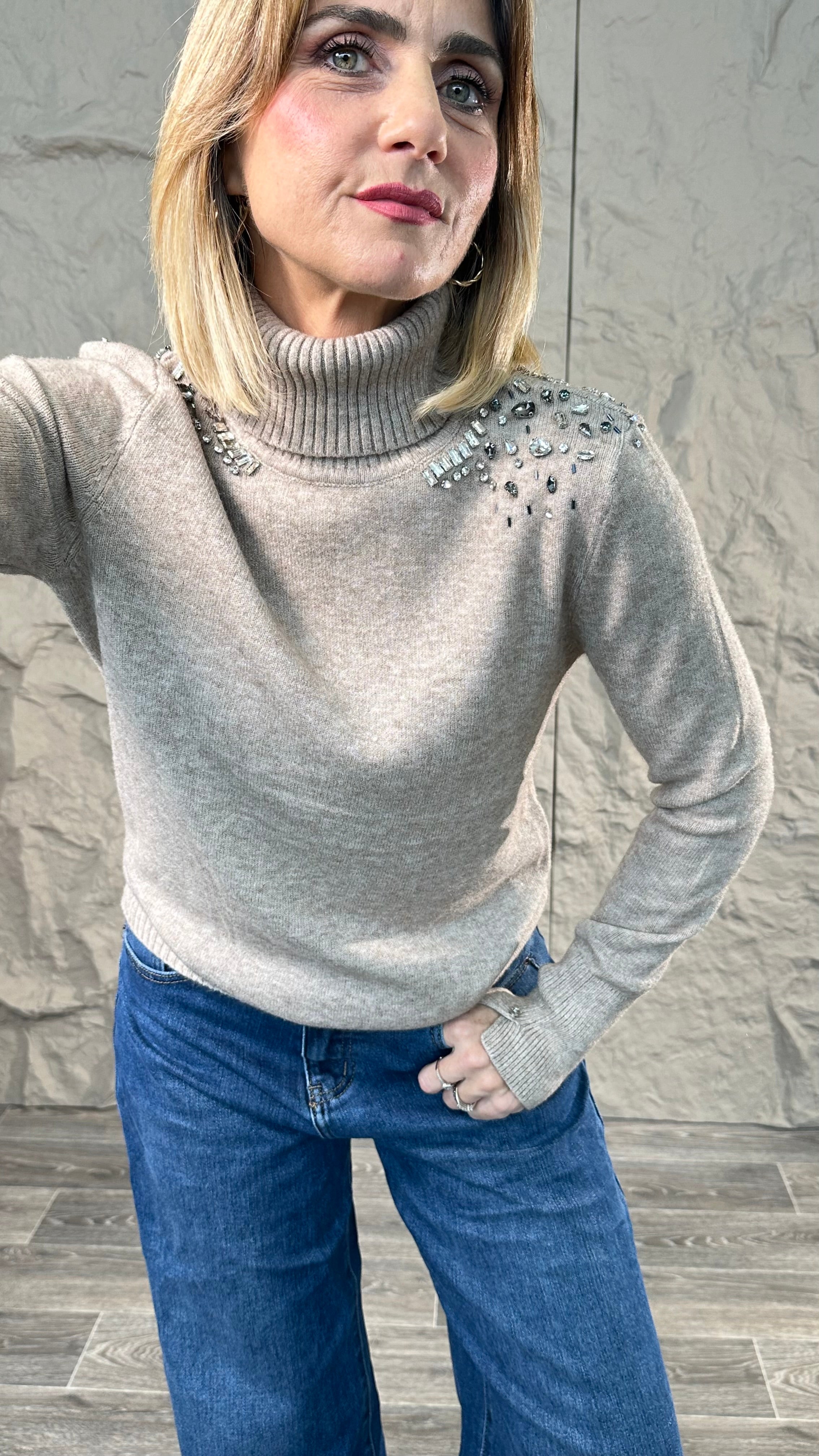 Maglia Strass Tortora