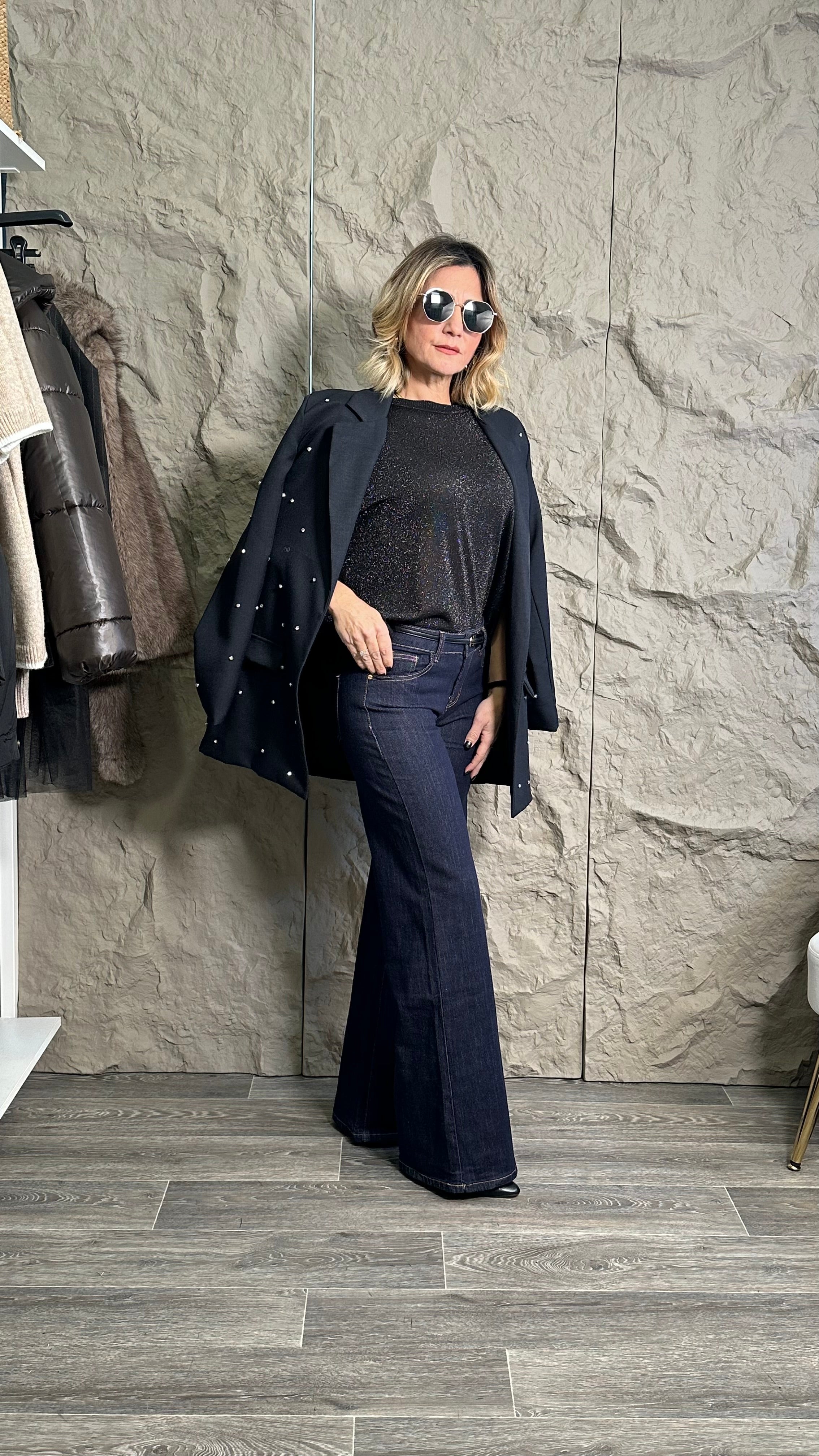 Jeans wide leg vita bassa