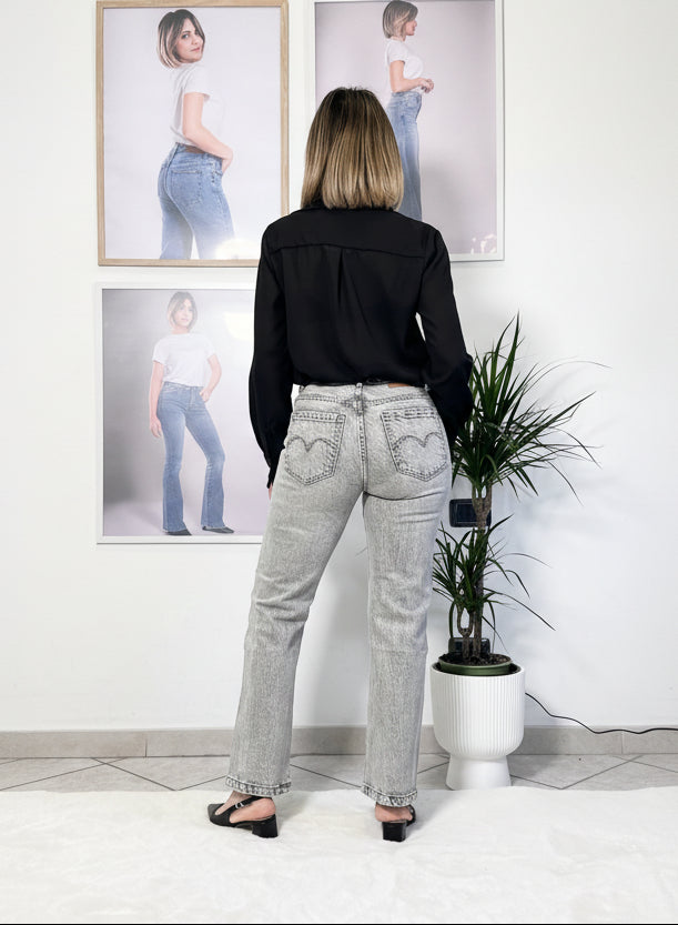 Jeans Straight Strutturato grigio