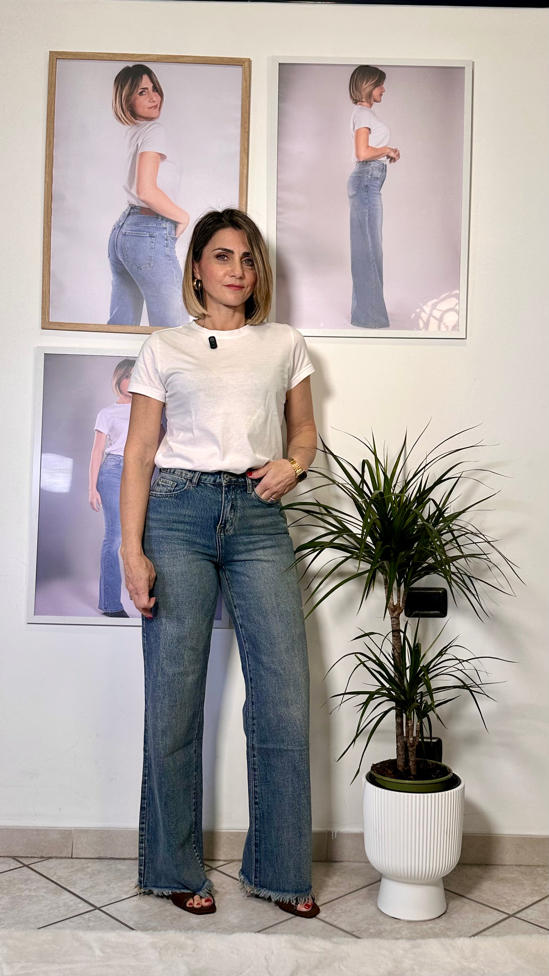 Jeans Wide Leg Soft Shape denim sabbiato