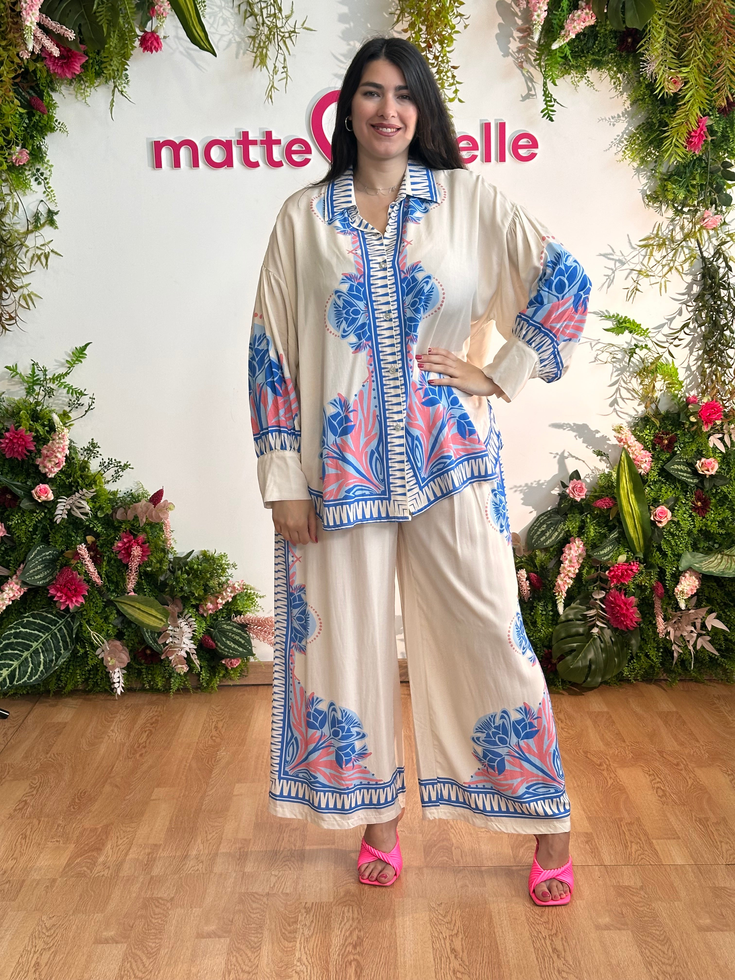 Coordinato Malaga Azzurro fiori