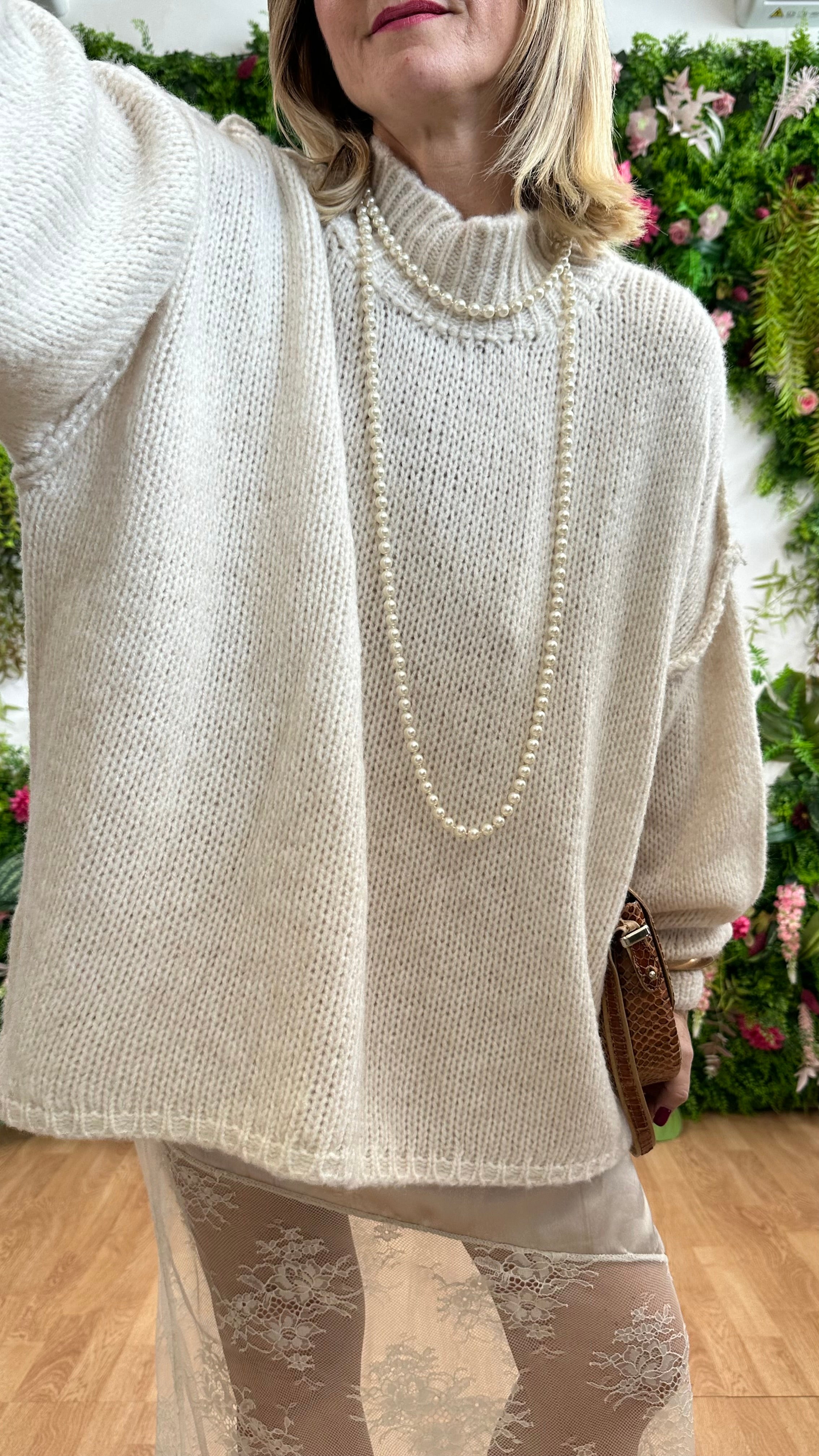 Maxi pull Reverse Beige