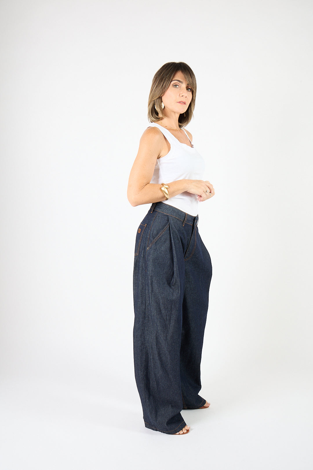Jeans Baggy Couture lavaggio scuro