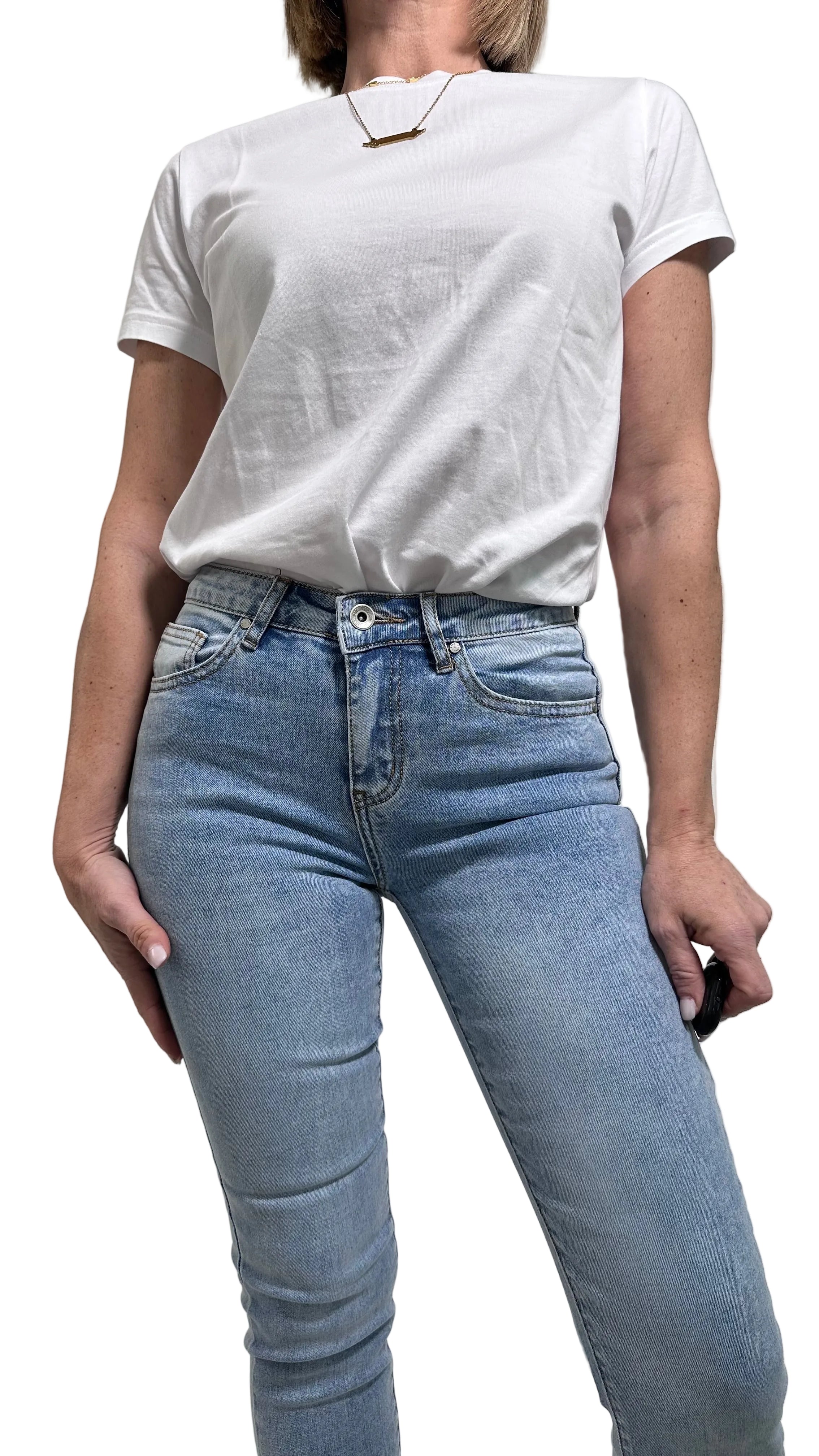 Jeans Skinny Push-Up lavaggio chiaro