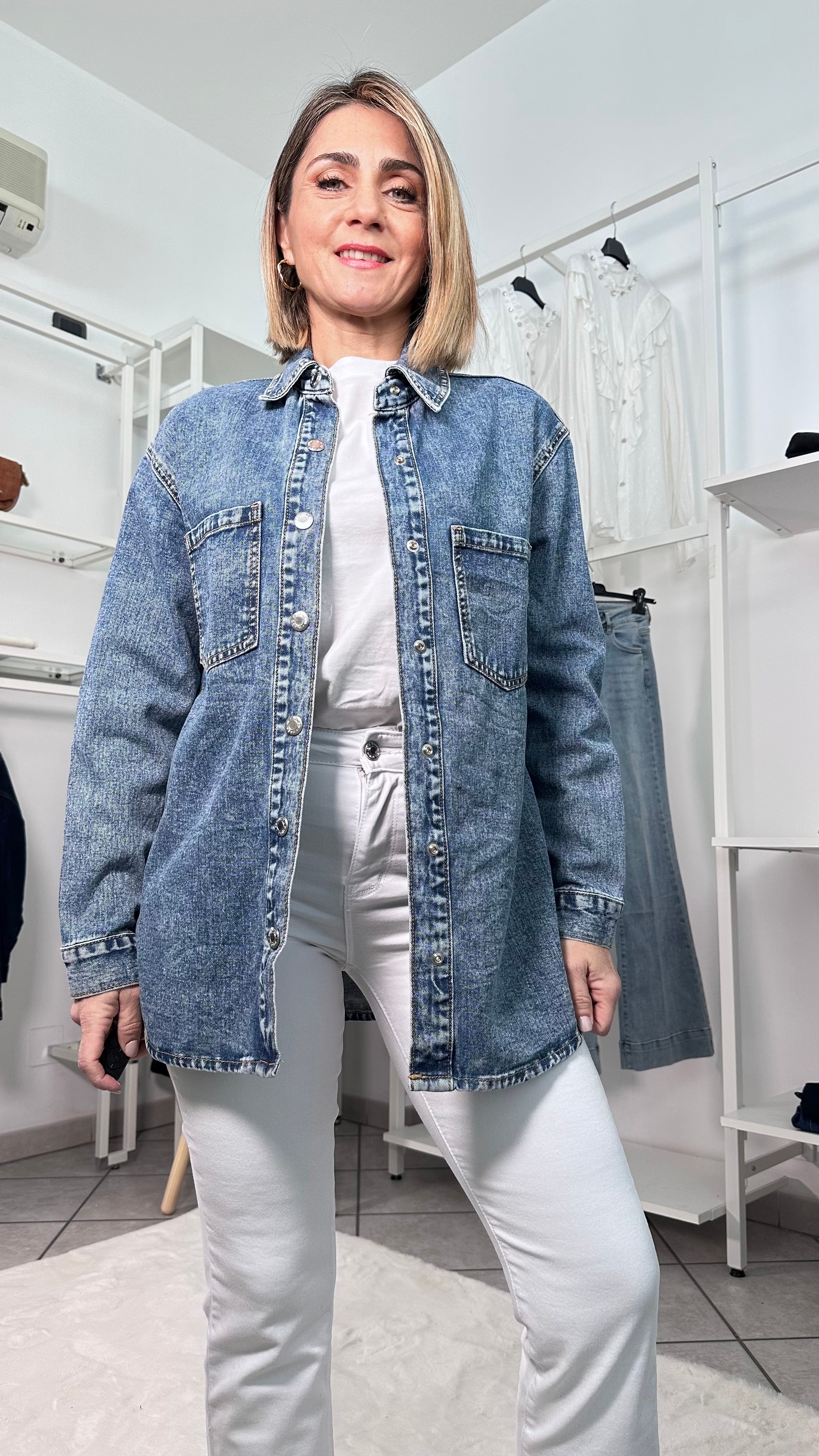 Giacca Camicia Denim Easy Fit