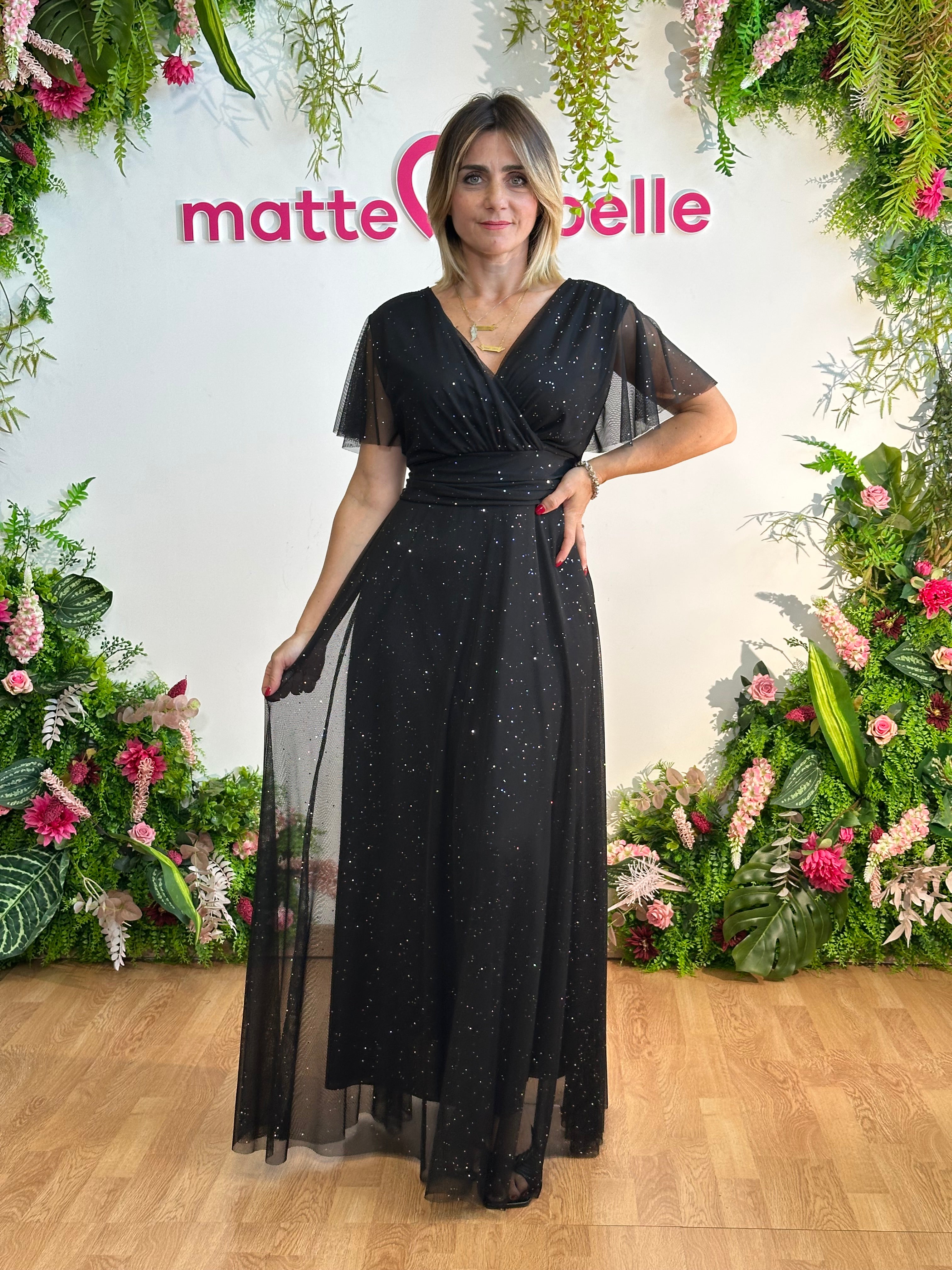 Abito Charlotte glitter regular nero