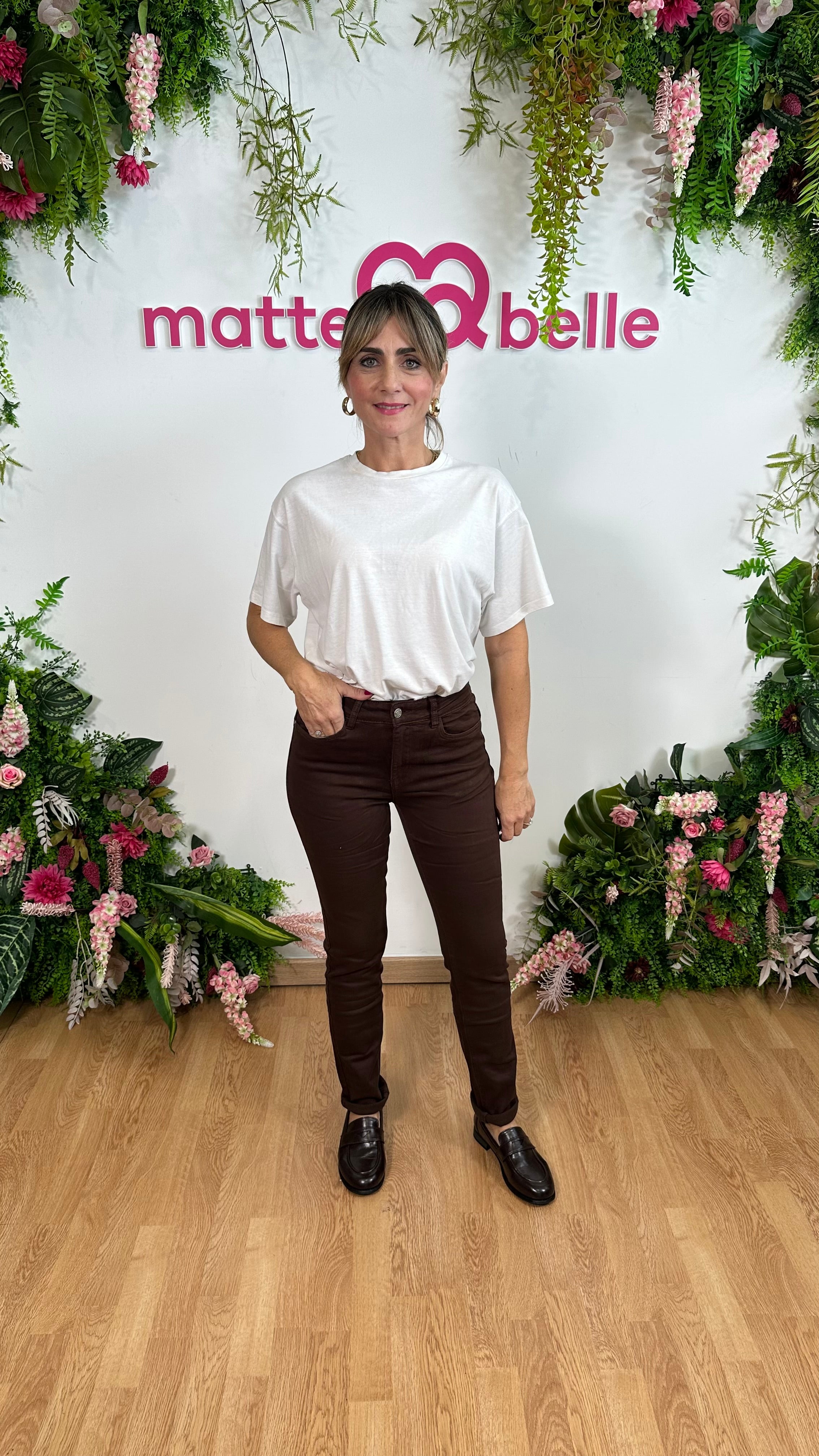 Jeans Skinny push up marrone