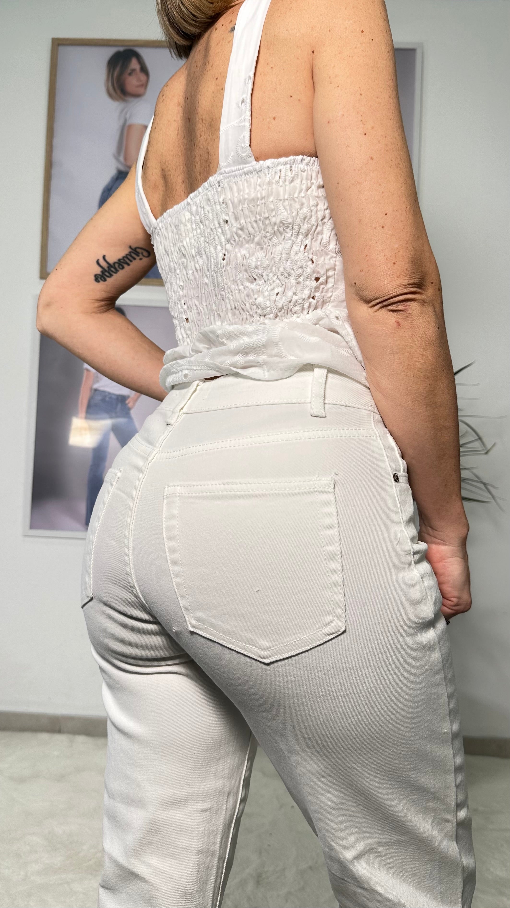 Jeans Mom Fit Bianco Soft Comfort