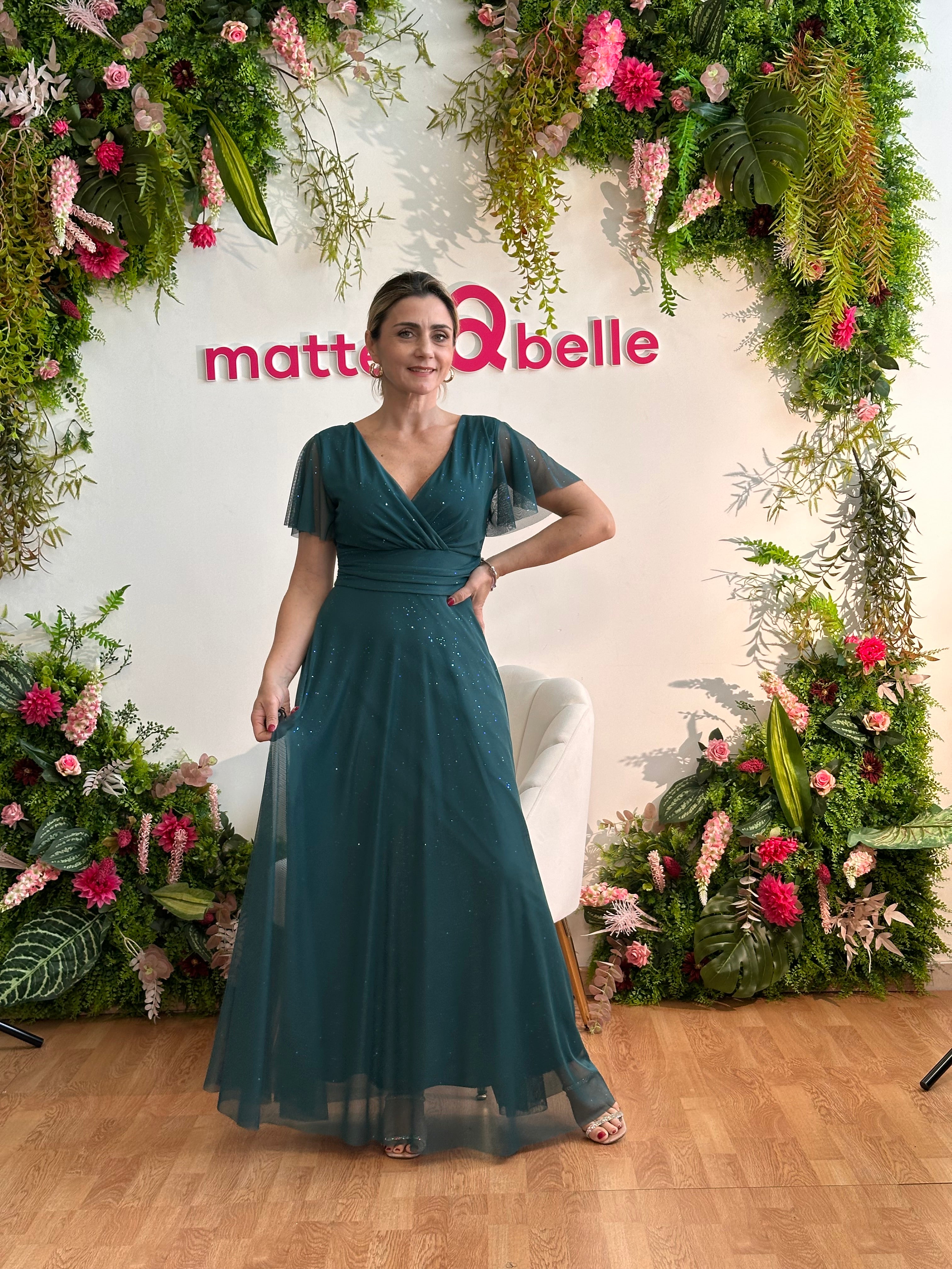 Abito Charlotte Glitter regular verde petrolio