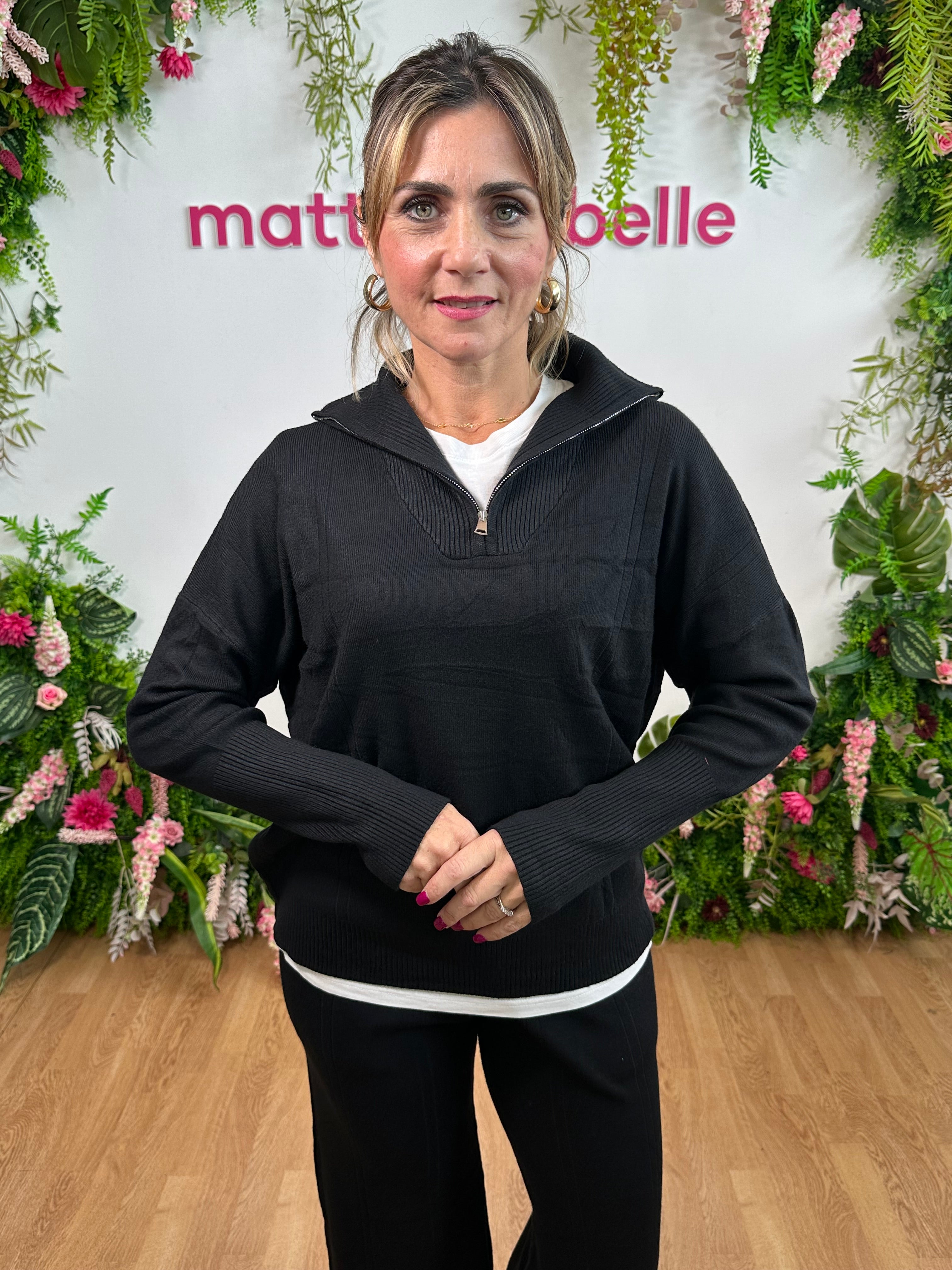 Coordinato in maglia Zip nero