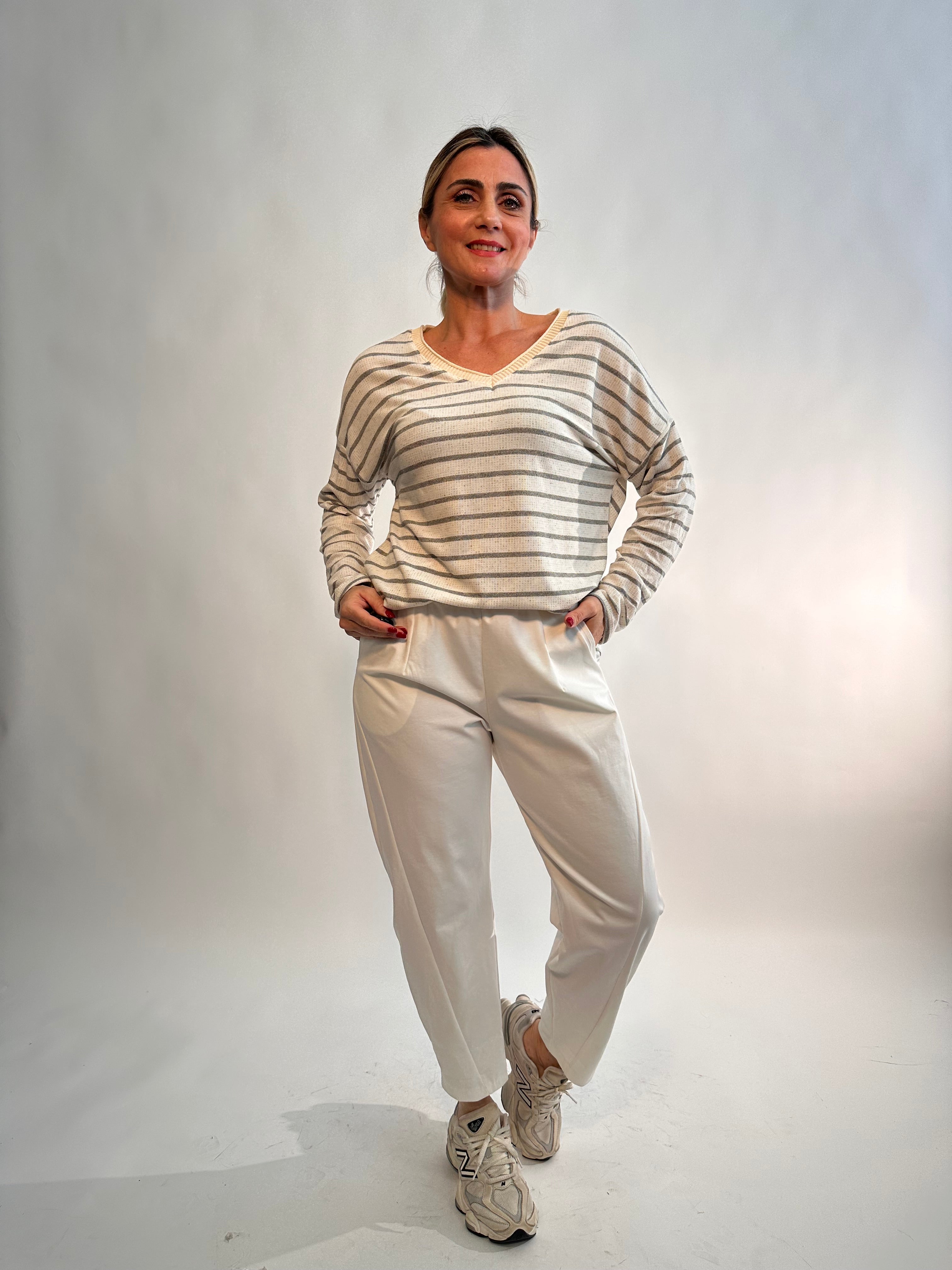 Pantaloni punto  milano bianco