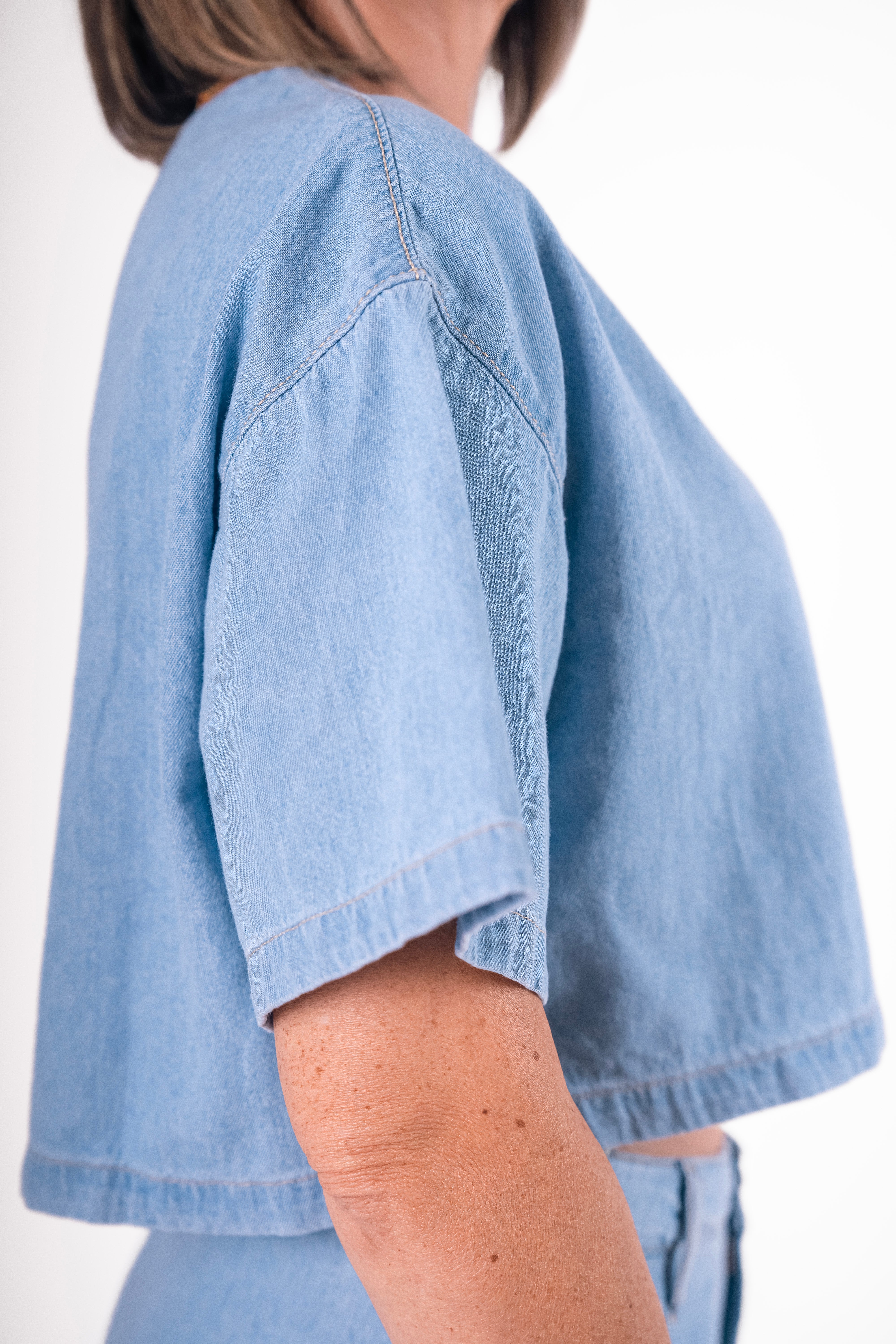 Crop Top Couture Denim Chiaro