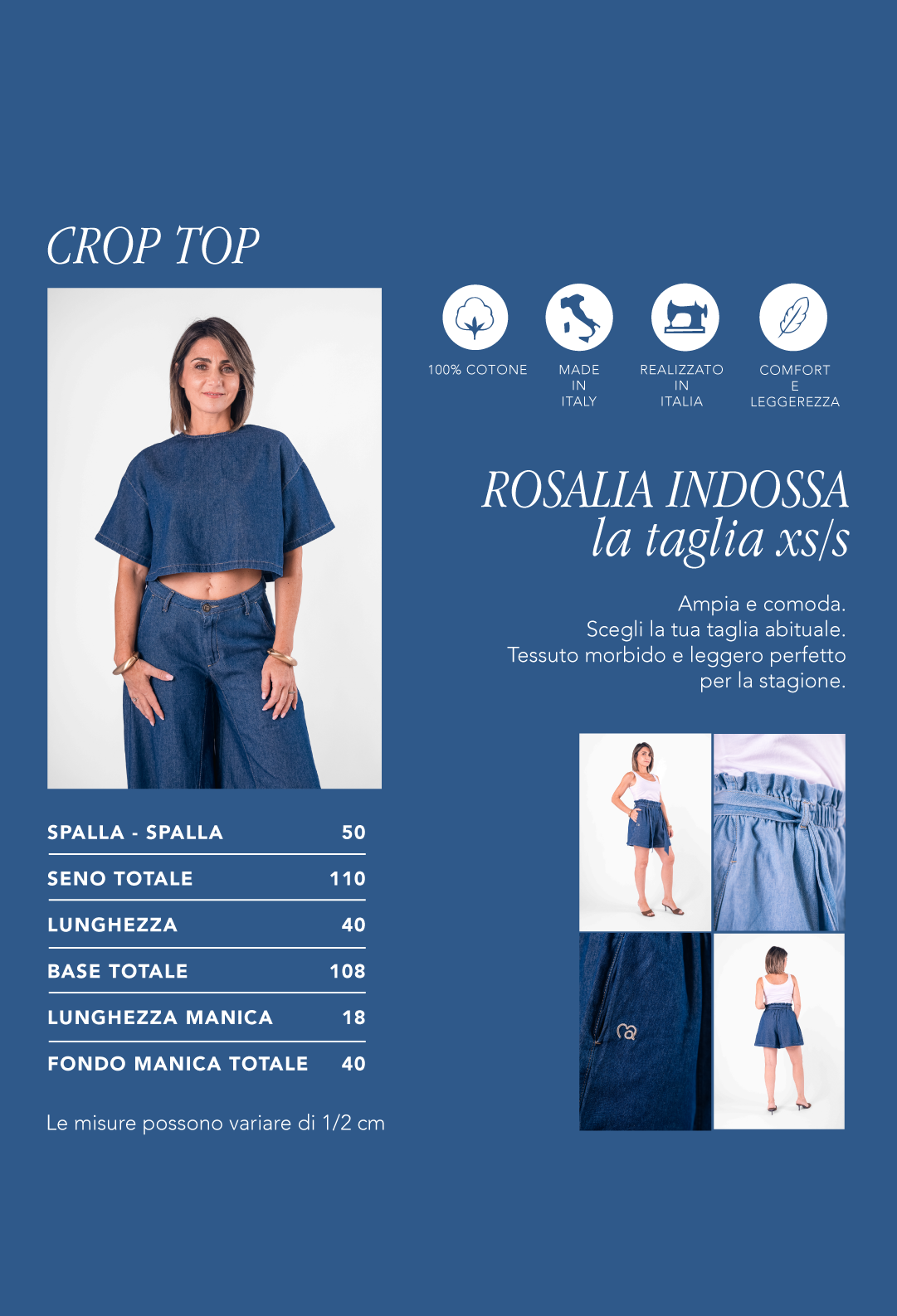 Crop Top Couture Denim Lavaggio zero