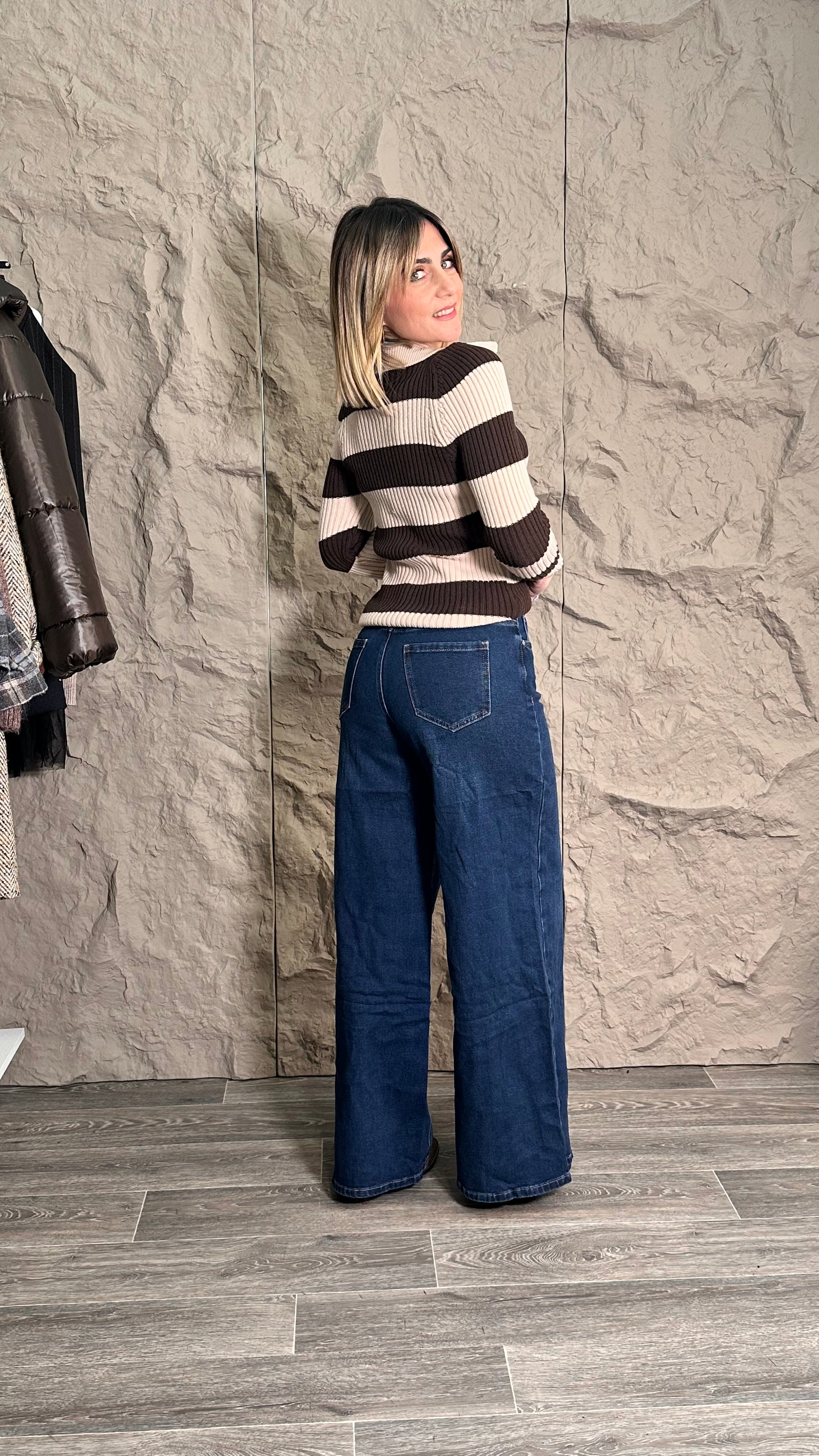 Maglia Striped Polo Marrone