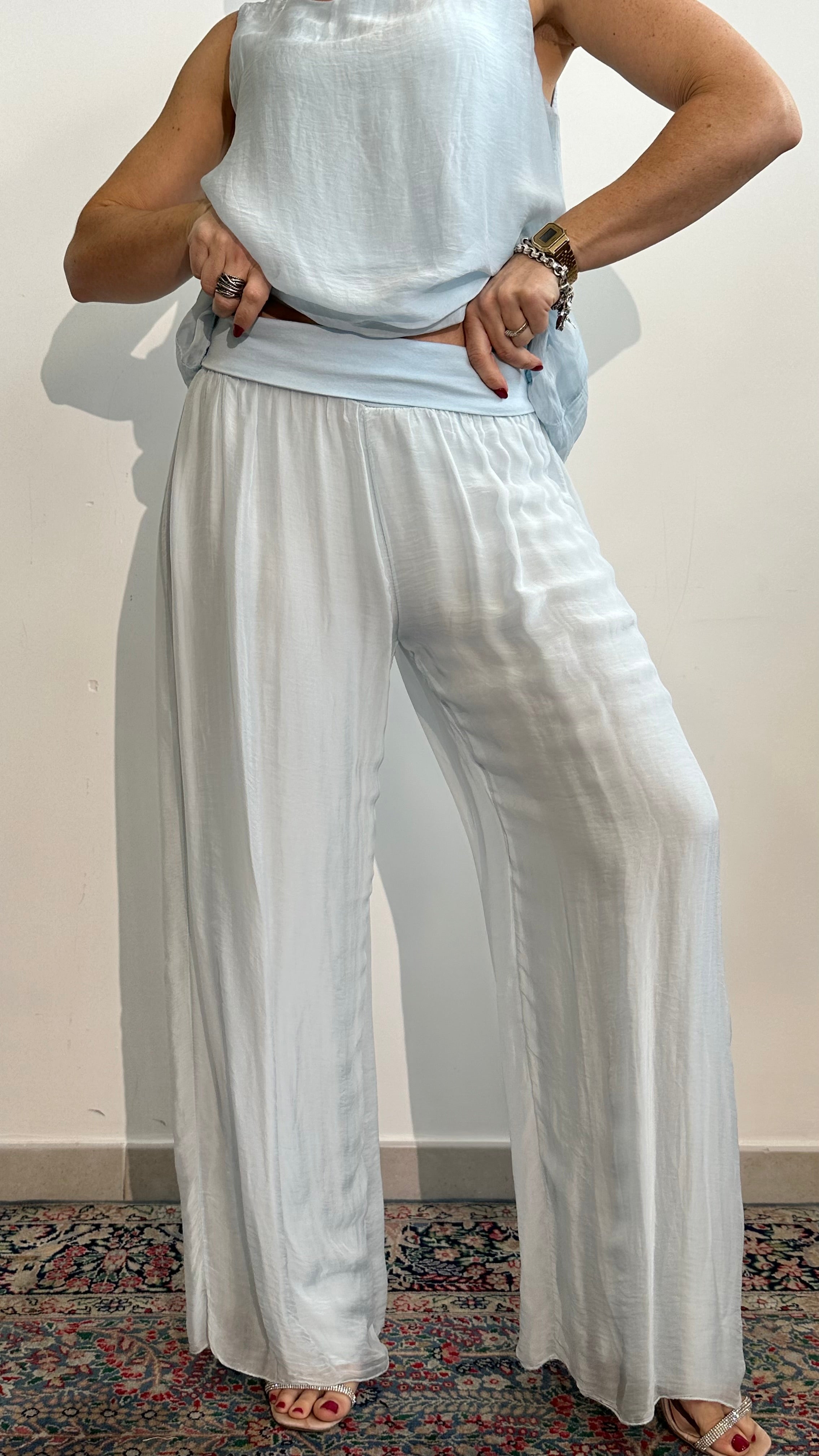 Pantaloni Lalla misto seta