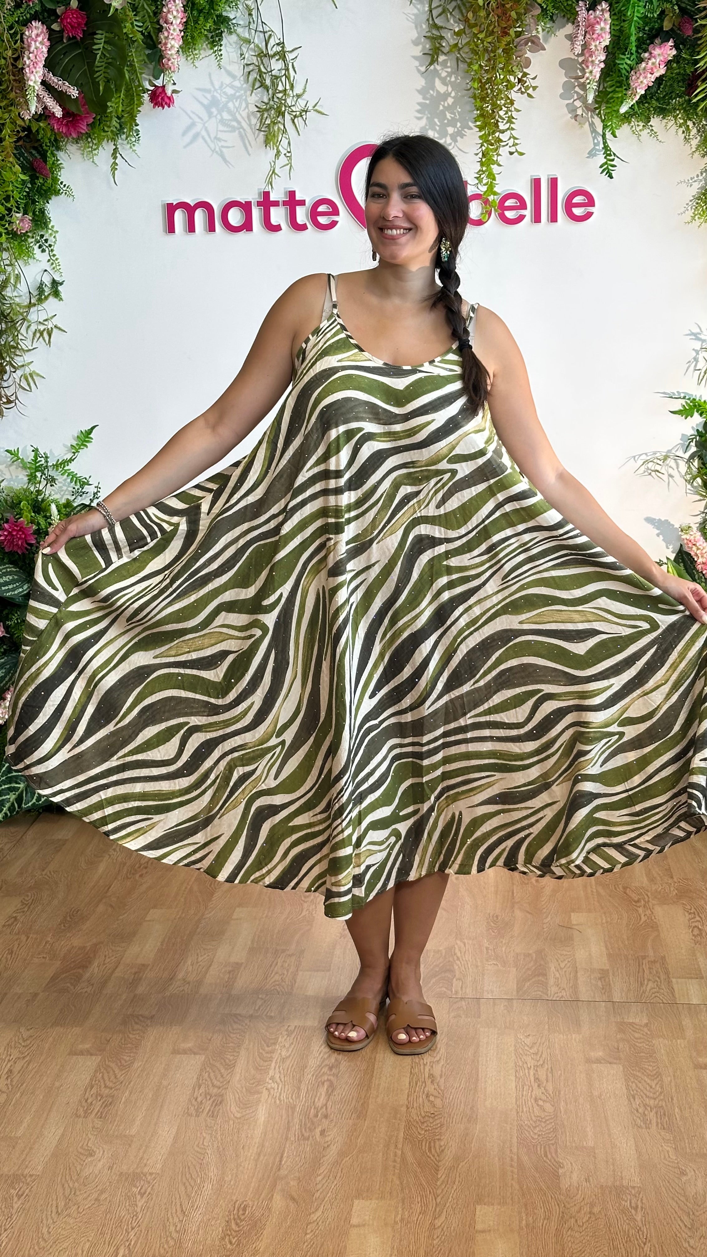 Abito misto lino verde