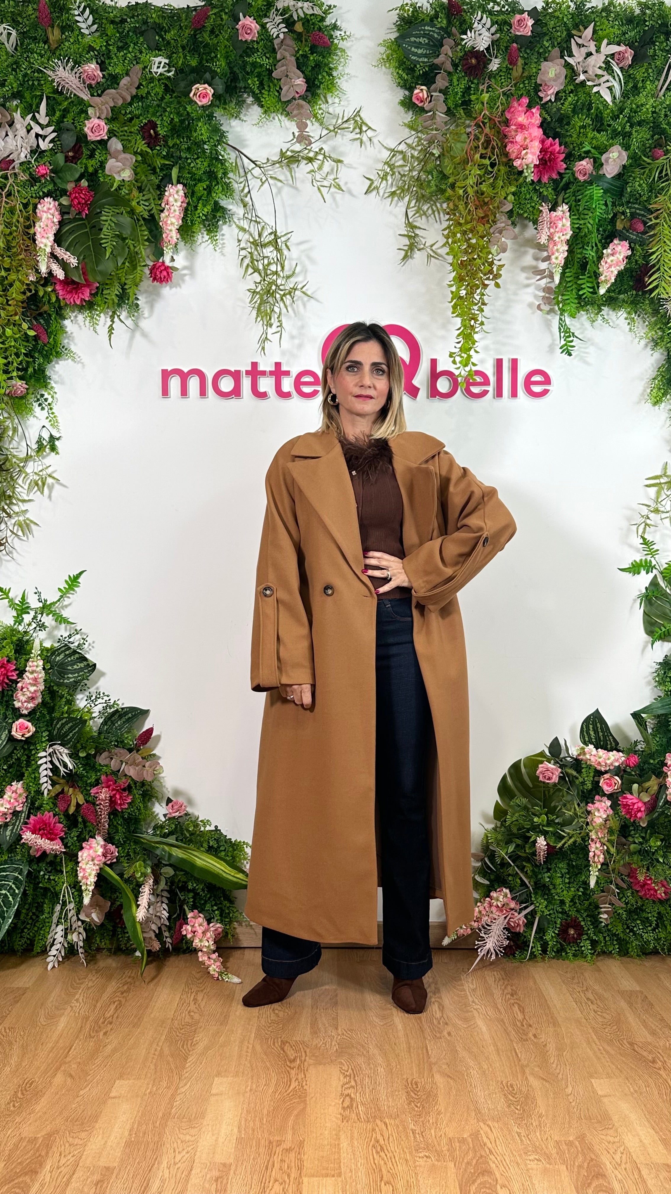 Cappotto lungo oversize cammello