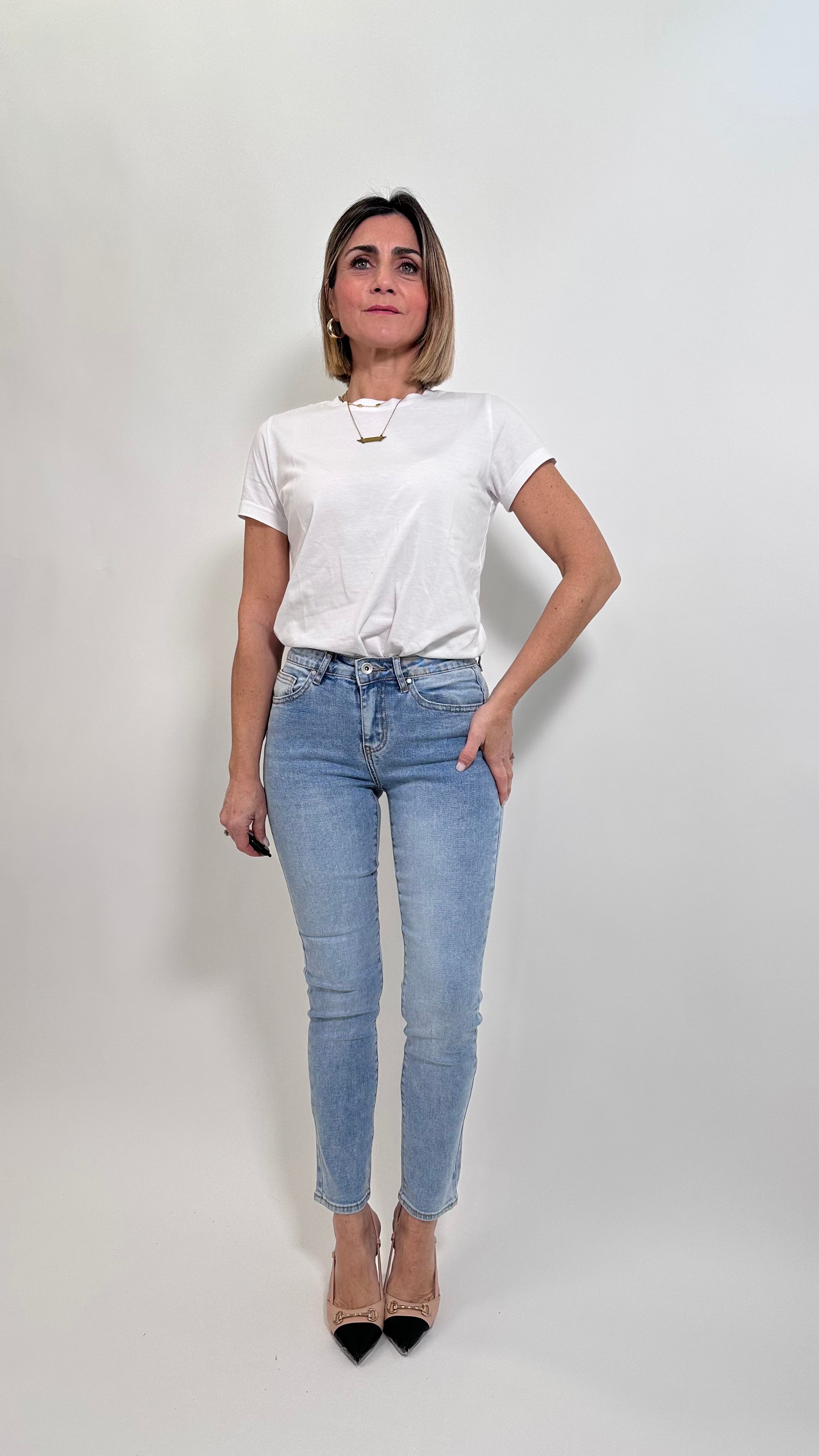 Jeans Skinny Push-Up lavaggio chiaro