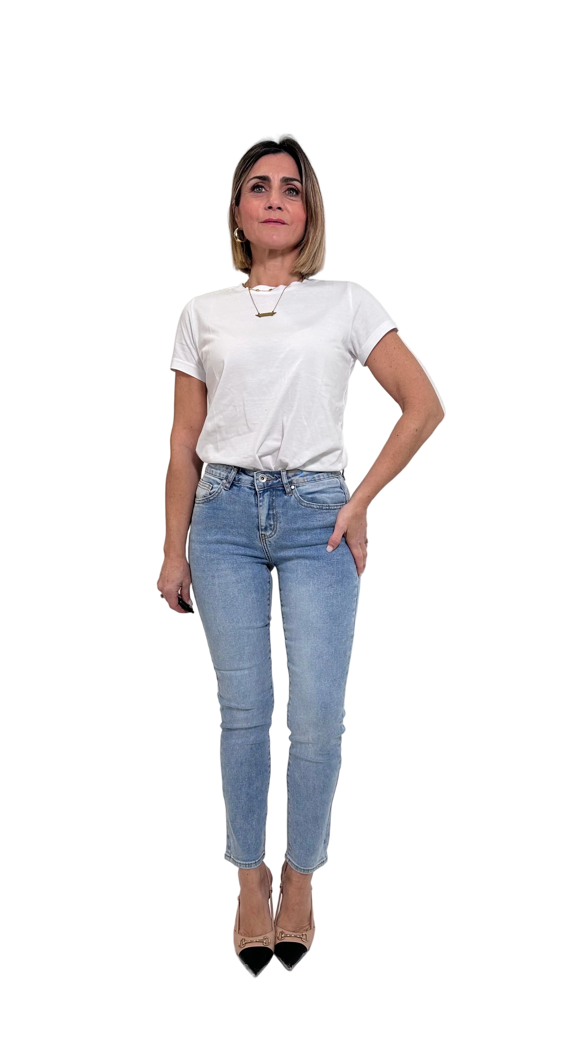 Jeans Skinny Push-Up lavaggio chiaro