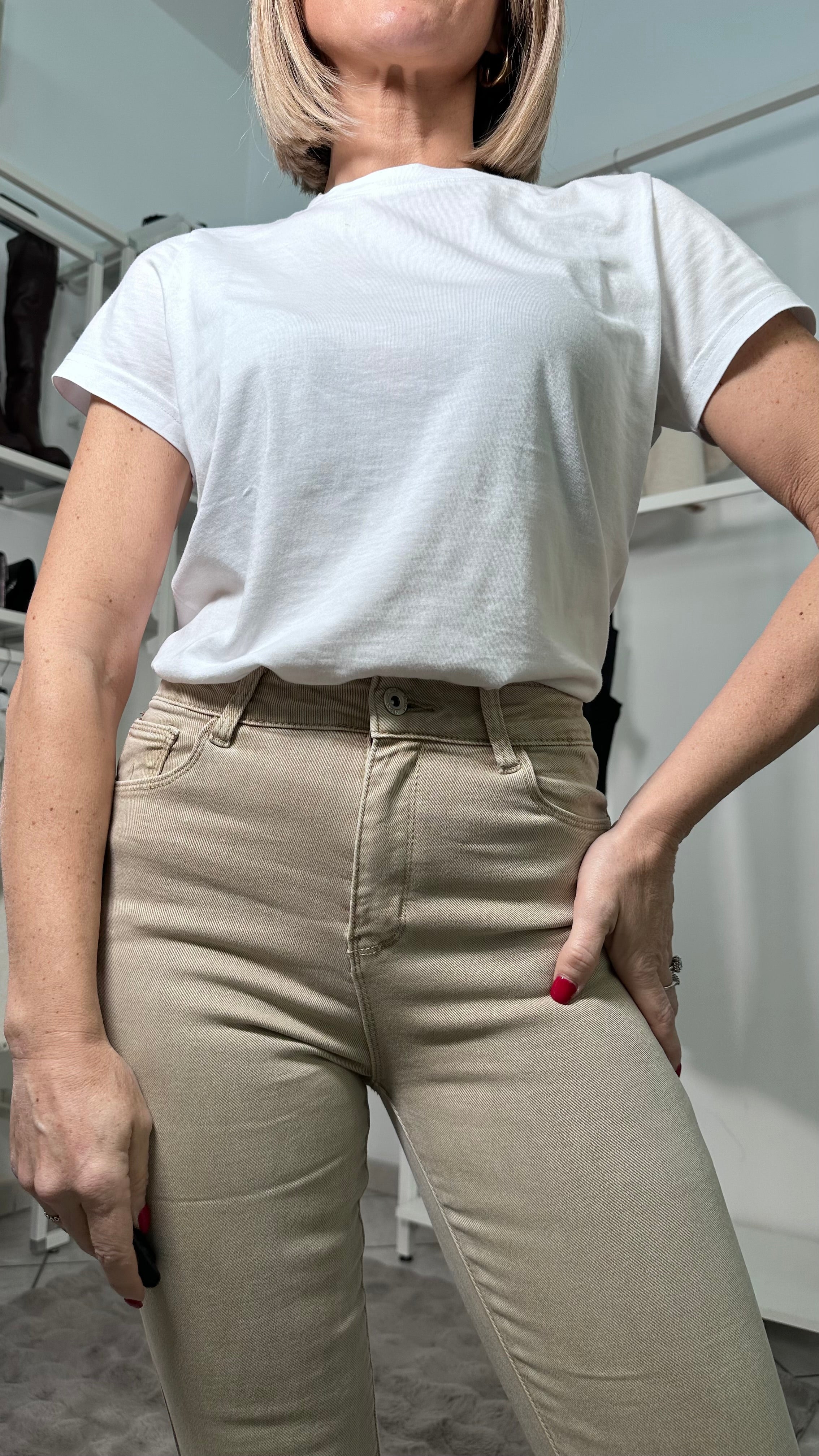 Jeans Zampetta Push Up -5 Kg – Beige Sabbia