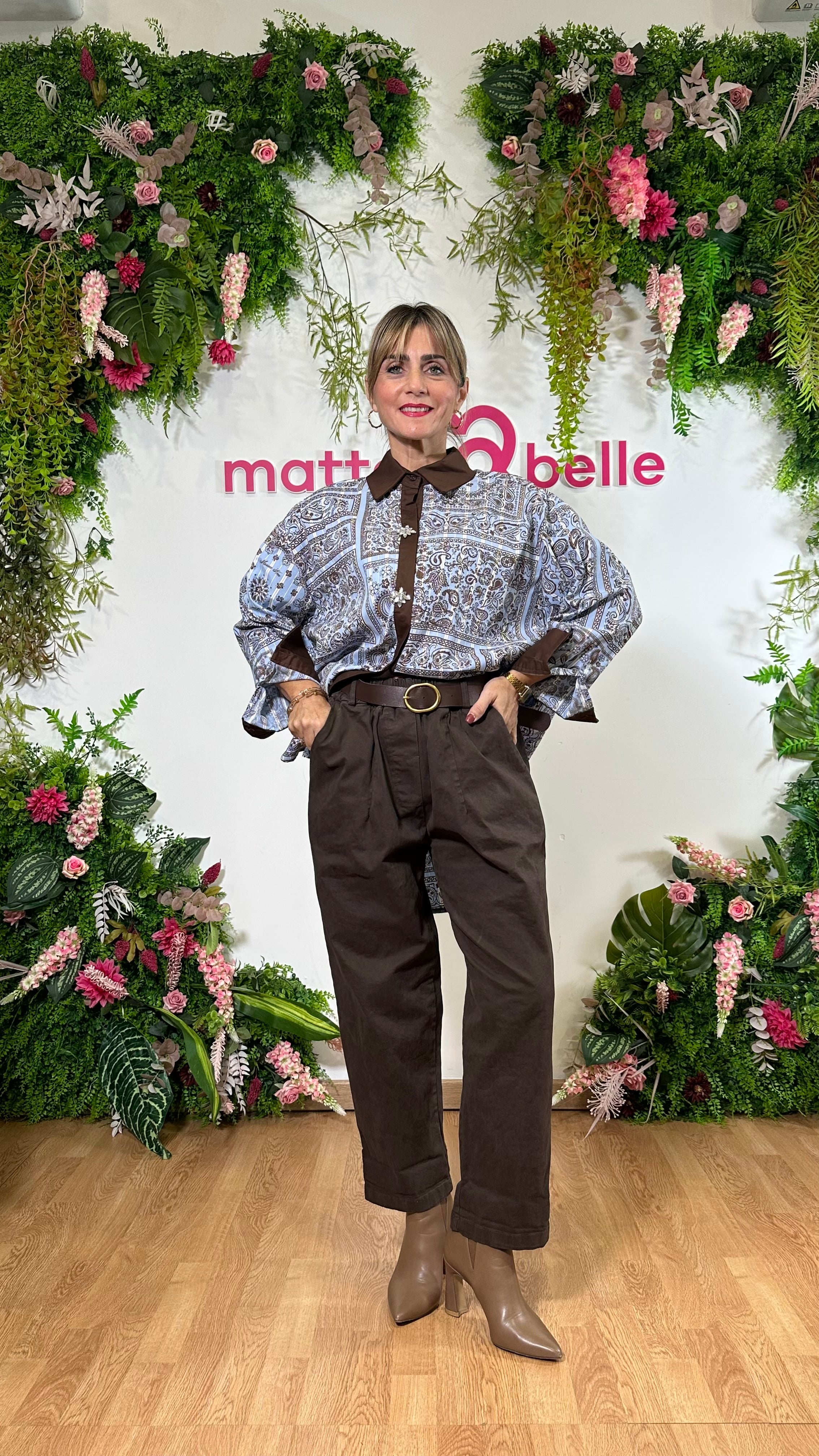 Pantalone Flowy Marrone