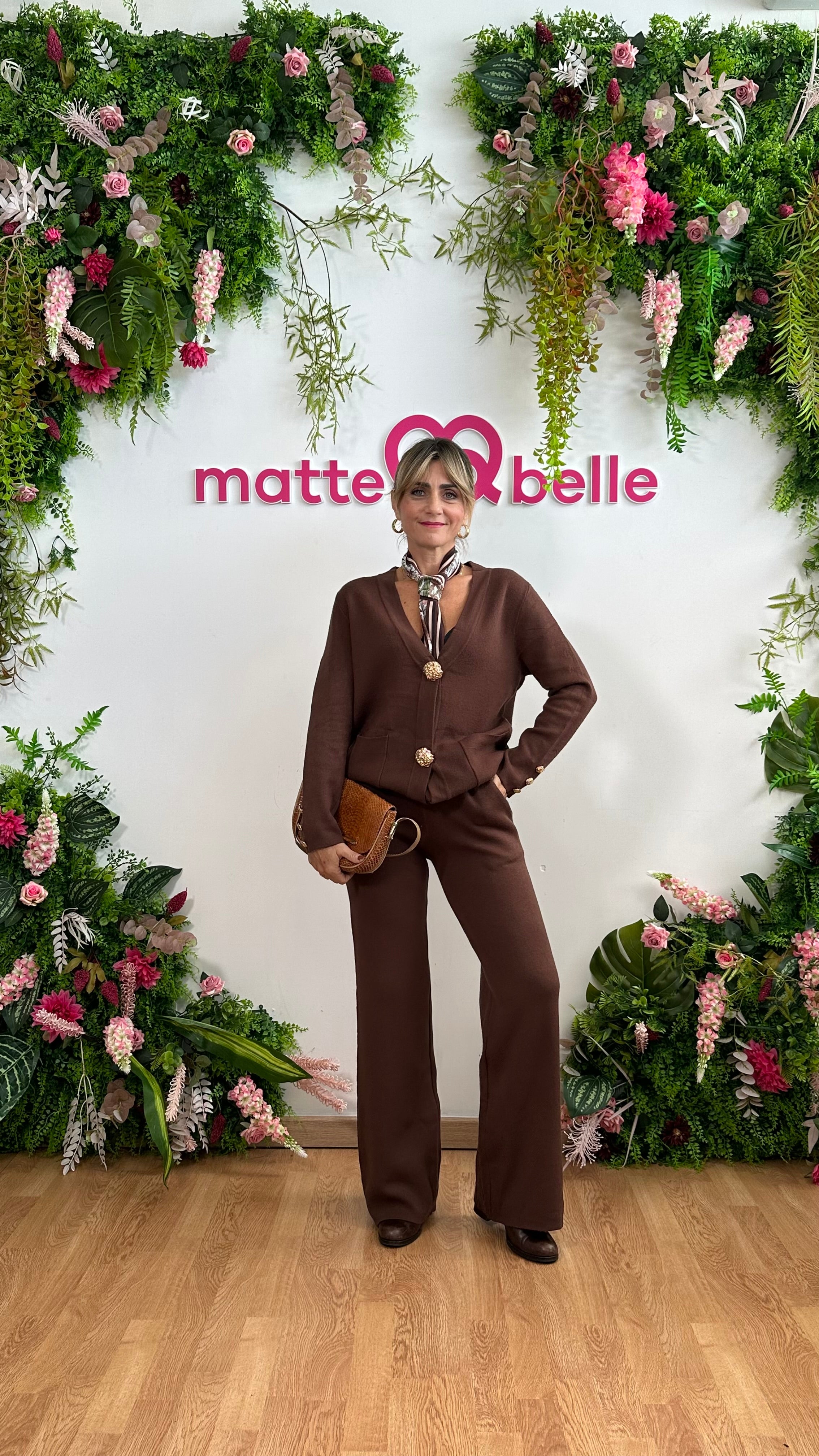 coordinato Rose Manica Lunga Marrone