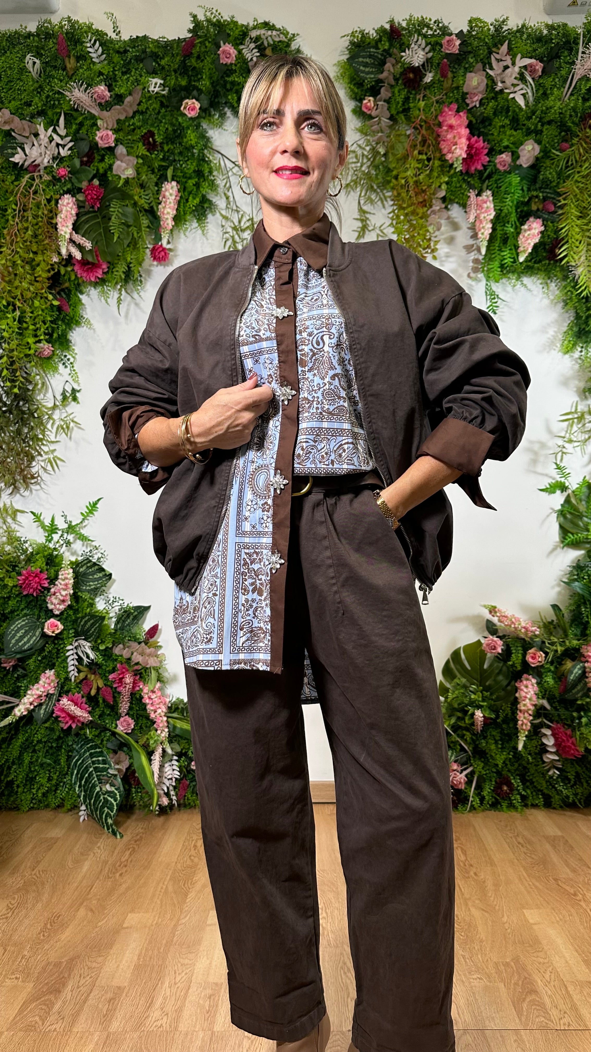 Pantalone Flowy Marrone