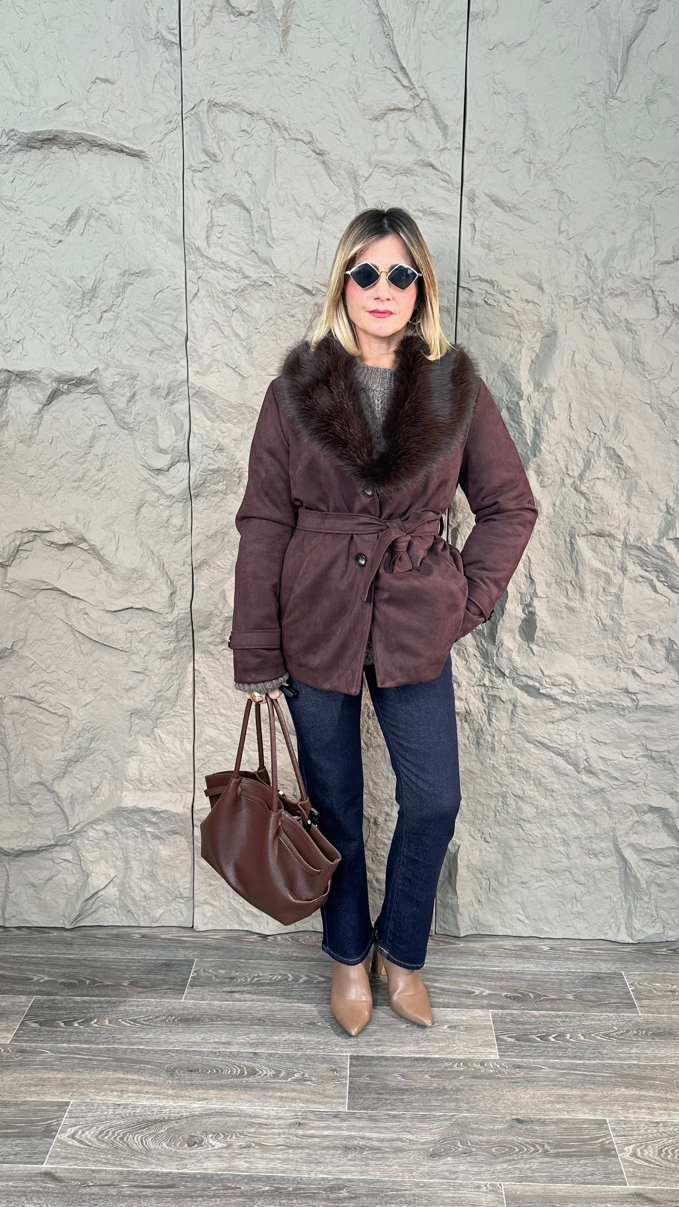 Giacca in suede sintetico